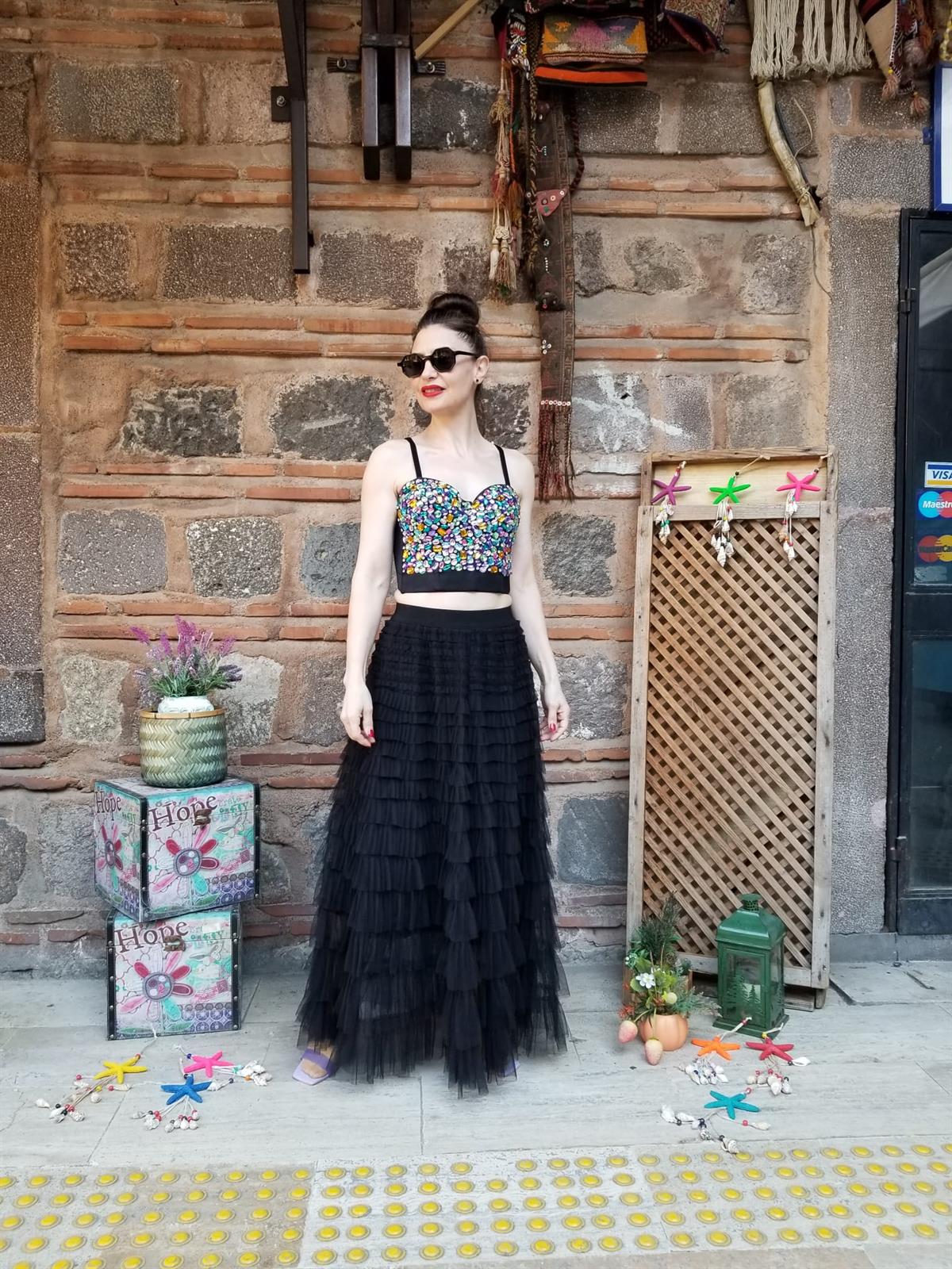 İTALYAN TÜL ETEK SİYAH 