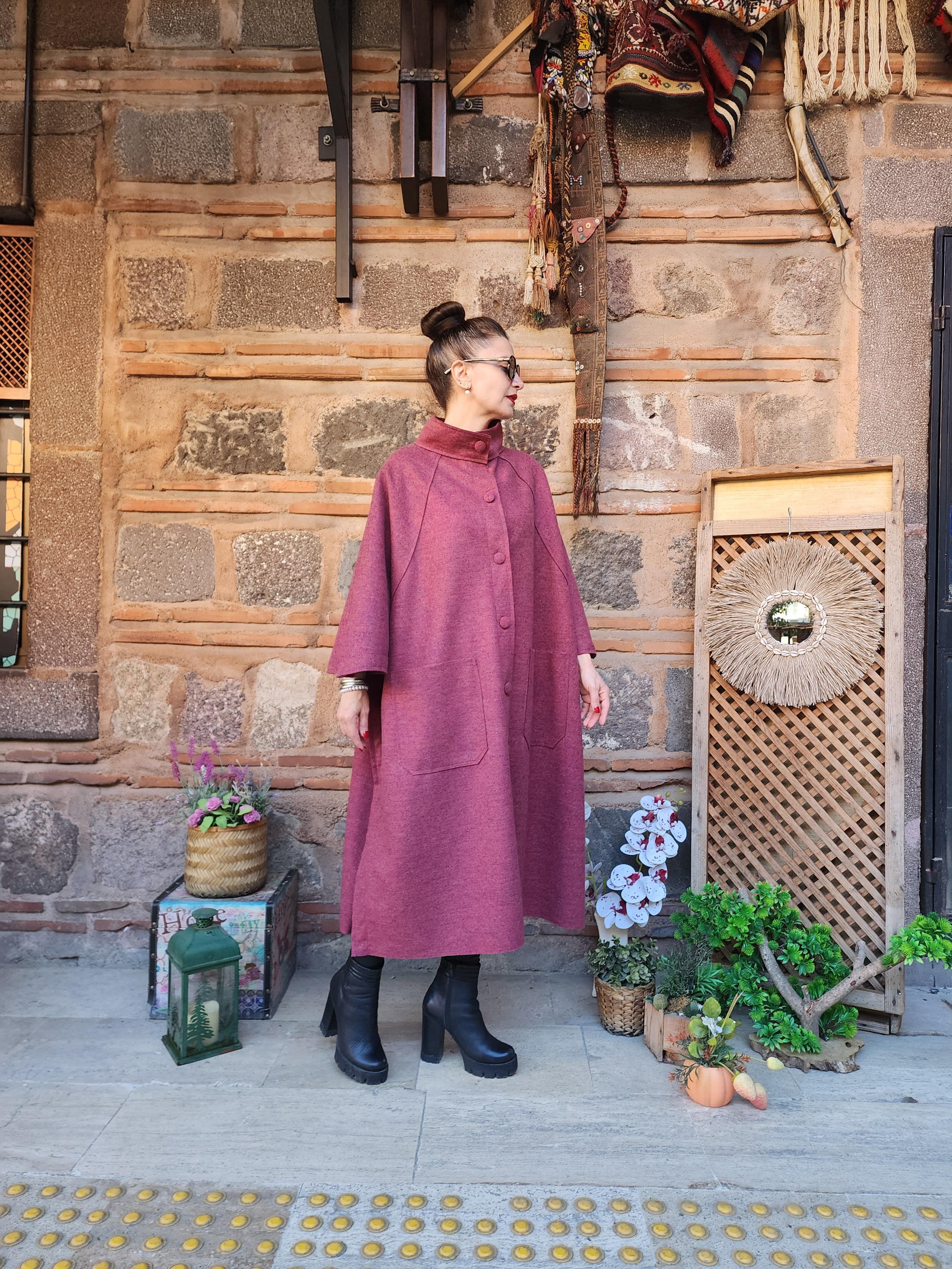 Keçe Kumaş Kaban Kırçıllı Bordo