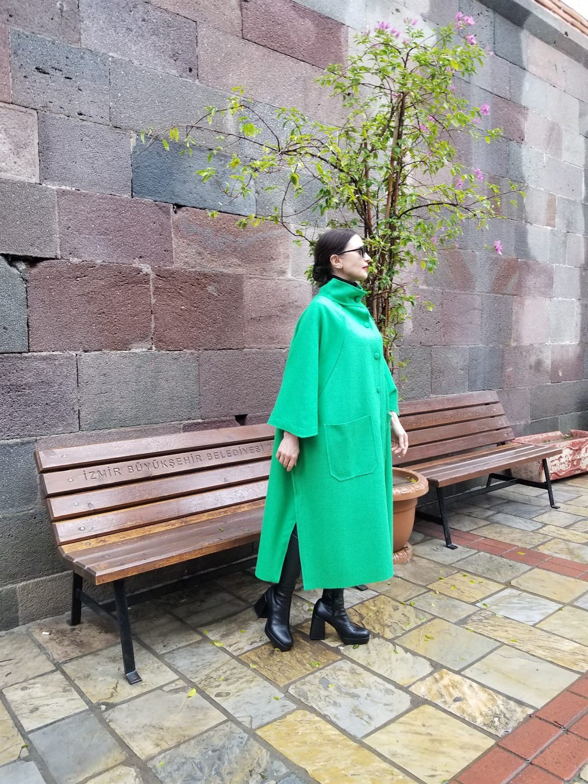 Keçe Kumaş Kaban Yeşil