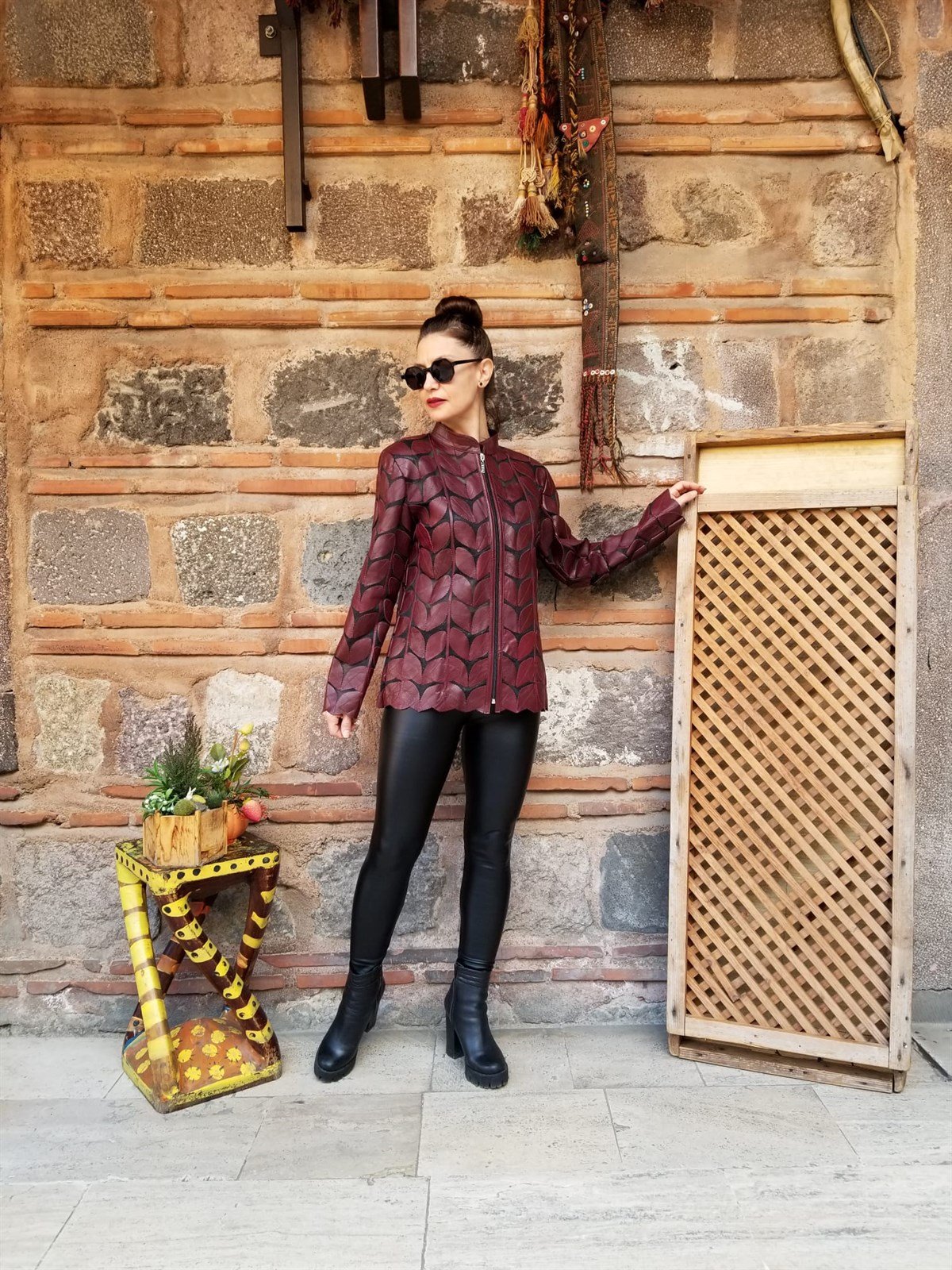 Orjinal Kuzu Derisi Kemerli Deri Ceket