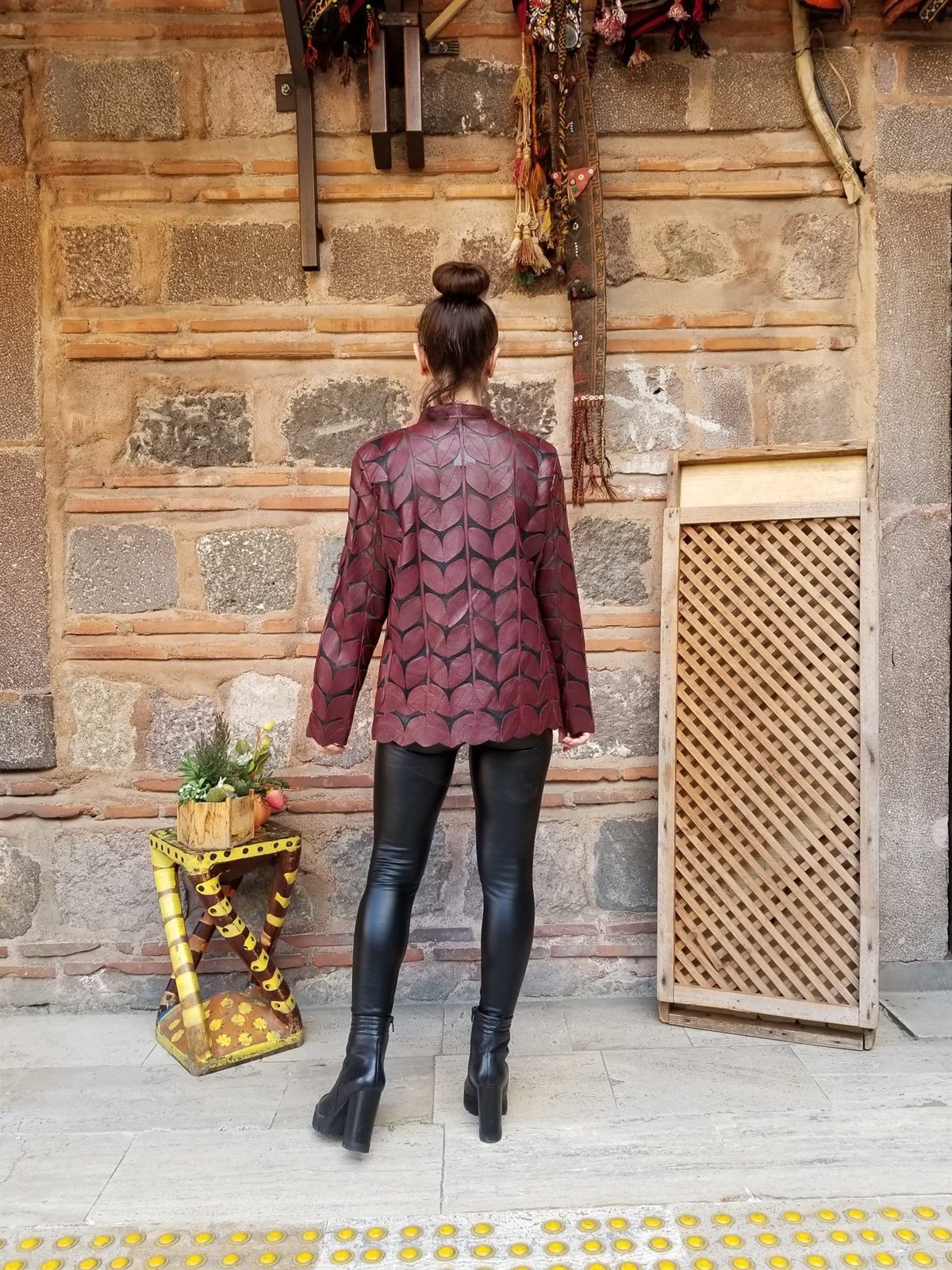 Orjinal Kuzu Derisi Kemerli Deri Ceket