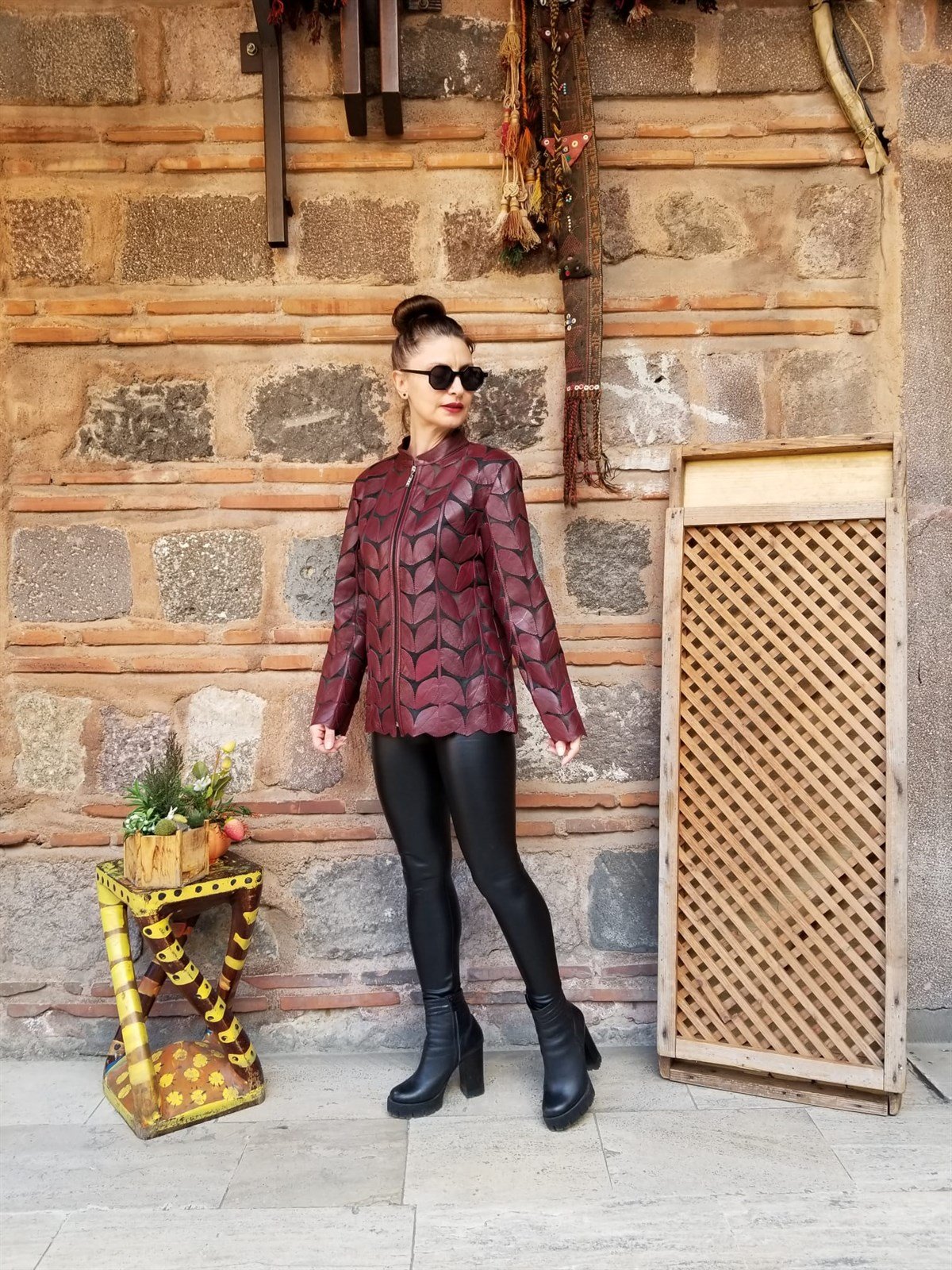 Orjinal Kuzu Derisi Kemerli Deri Ceket