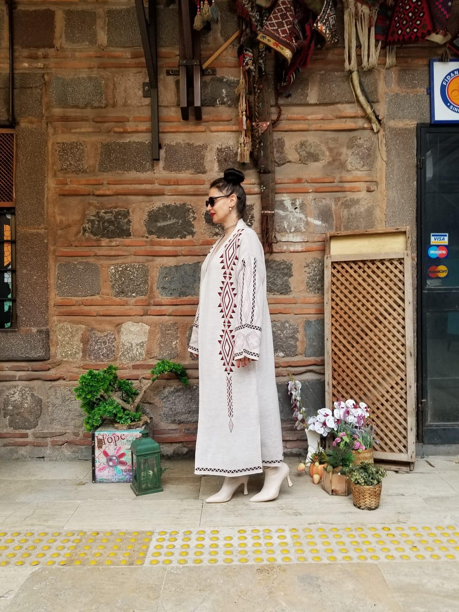 Örme Triko Taş Rengi Uzun Hırka