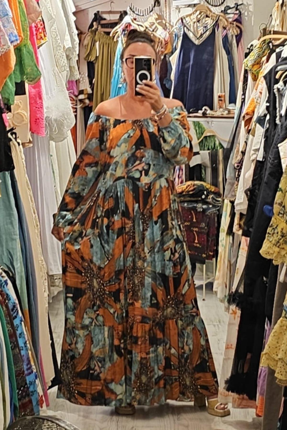 Pamuklu Viskon Elbise Renkli