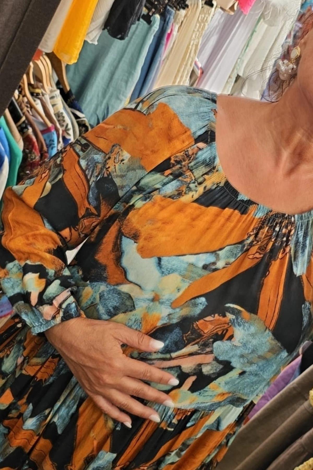 Pamuklu Viskon Elbise Renkli