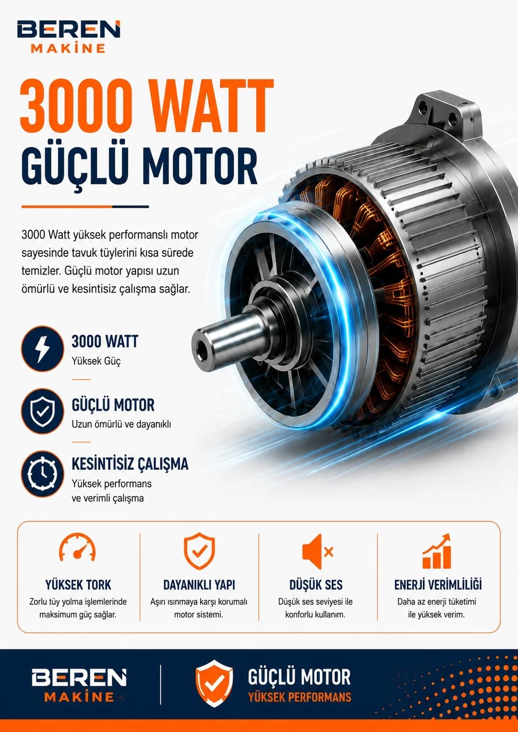 Beren Kuluçka Kaz Tüy Yolma Makinesi 3000W