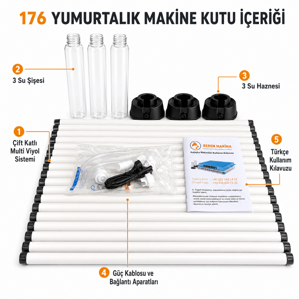 Beren Makine 176 Yumurtalık Tam Otomatik Kuluçka Makinesi – Çift Katlı, Çift Fanlı, 5 Programlı