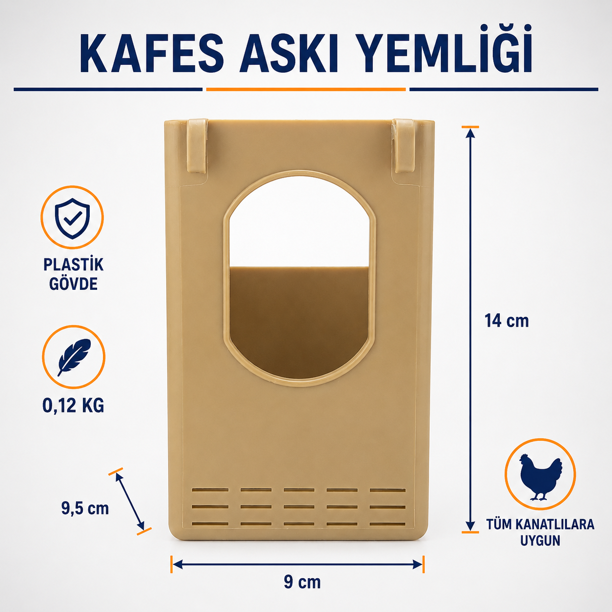 Kafese Asılabilir Plastik Kanatlı Yemliği – Tavuk, Civciv ve Bıldırcın