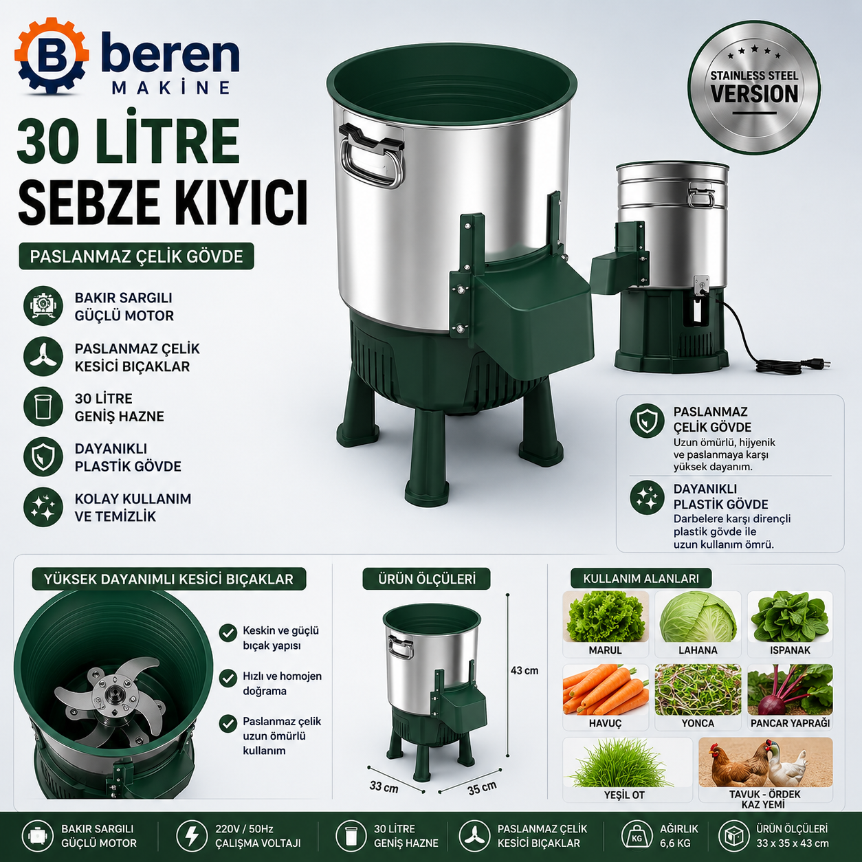 Sebze Kıyıcı ve Yem Hazırlama Makinesi