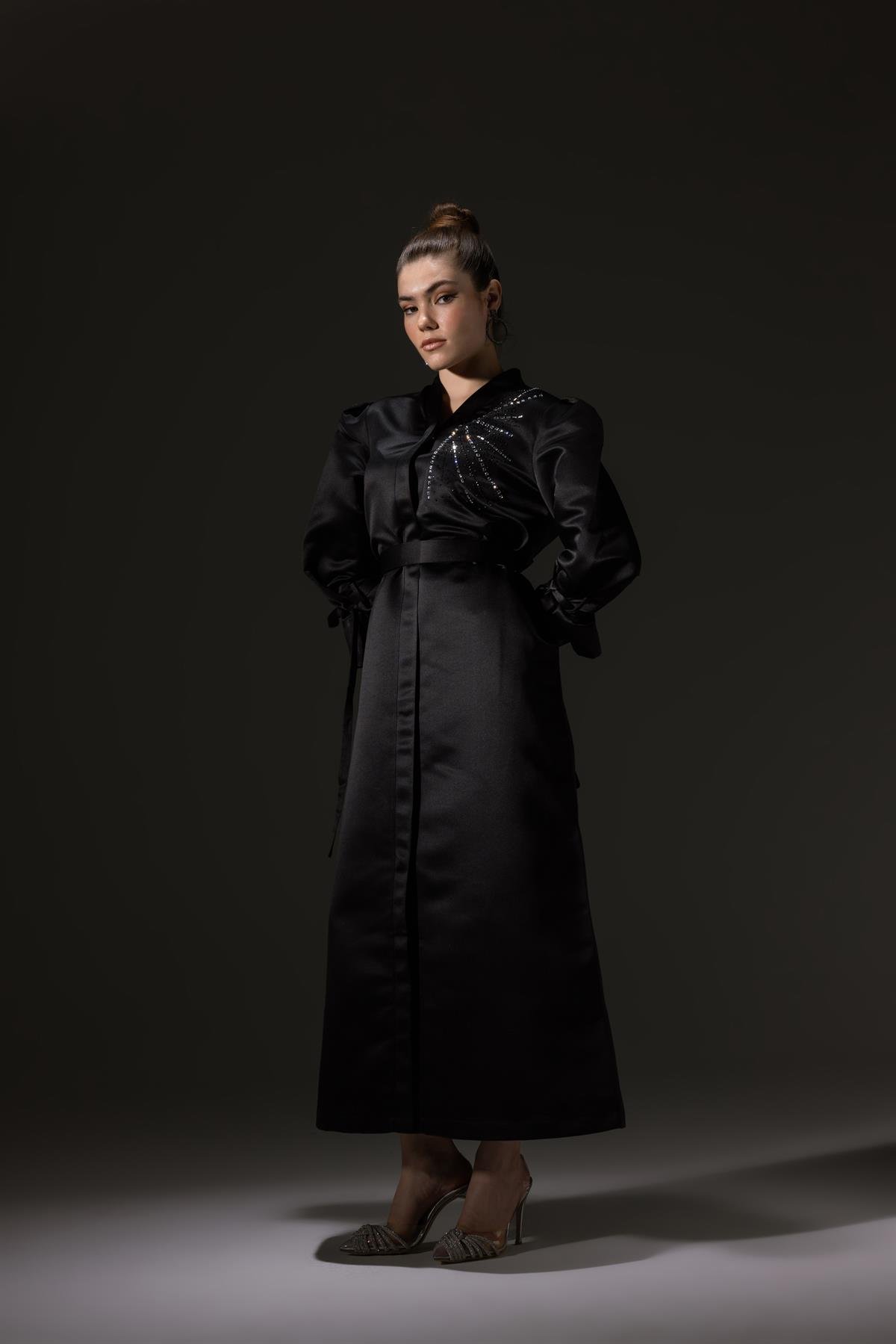 Butterfly Swarovsk Exclusive Kimono Abaya Siyah