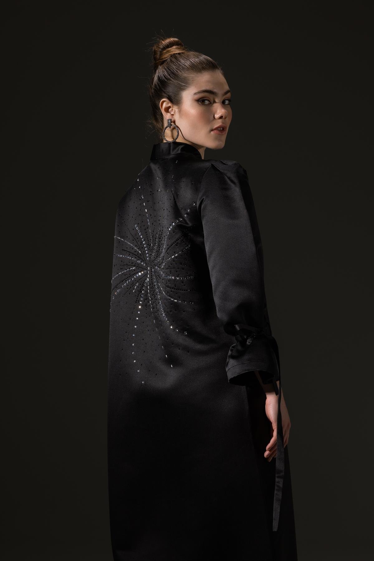 Butterfly Swarovsk Exclusive Kimono Abaya Siyah
