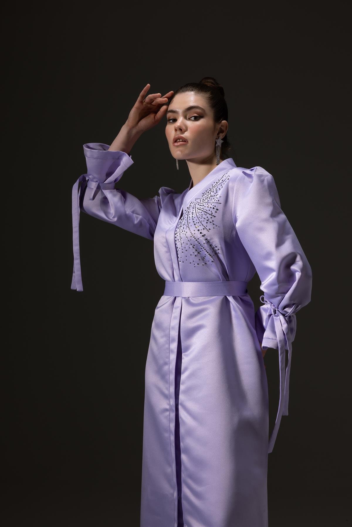 Butterfly Swarovsk Exclusive Kimono Abaya Lila