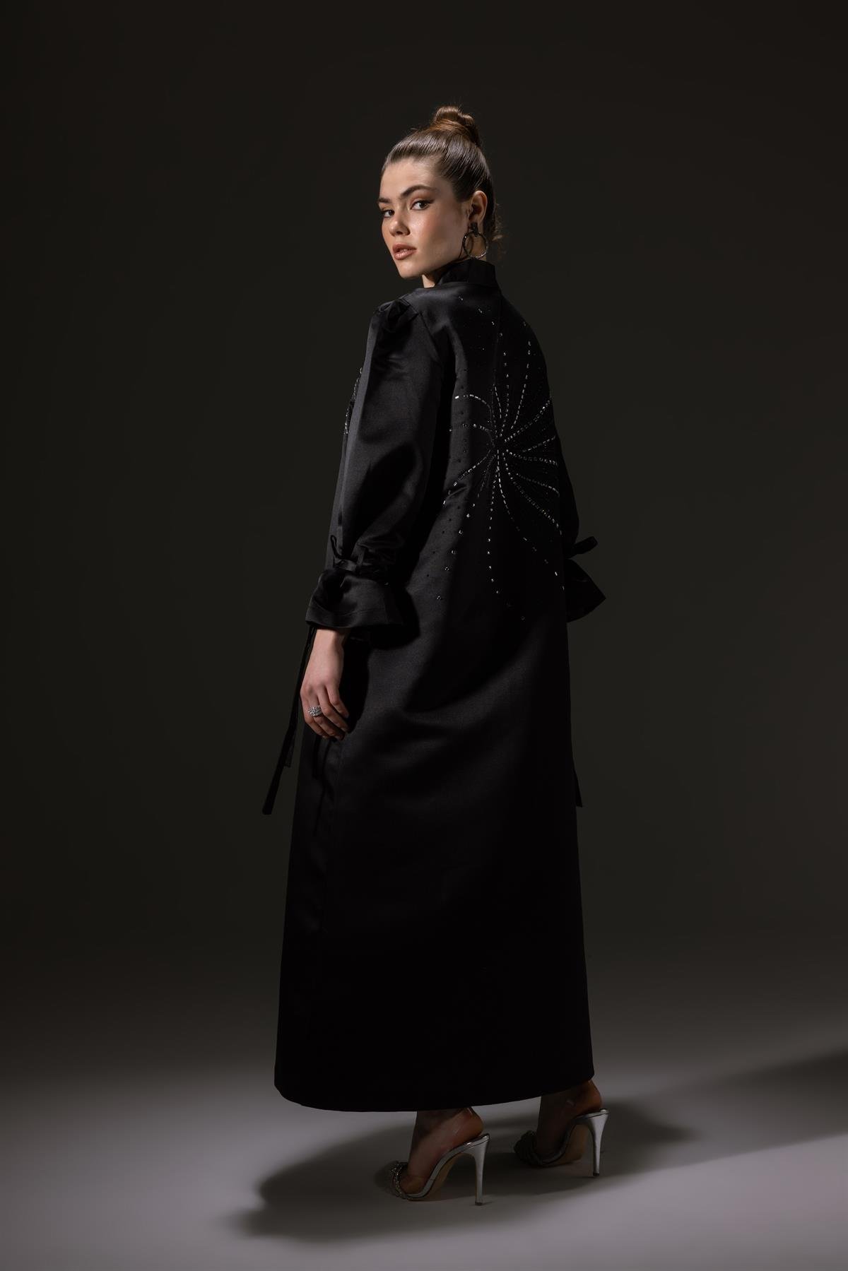 Butterfly Swarovsk Exclusive Kimono Abaya Siyah