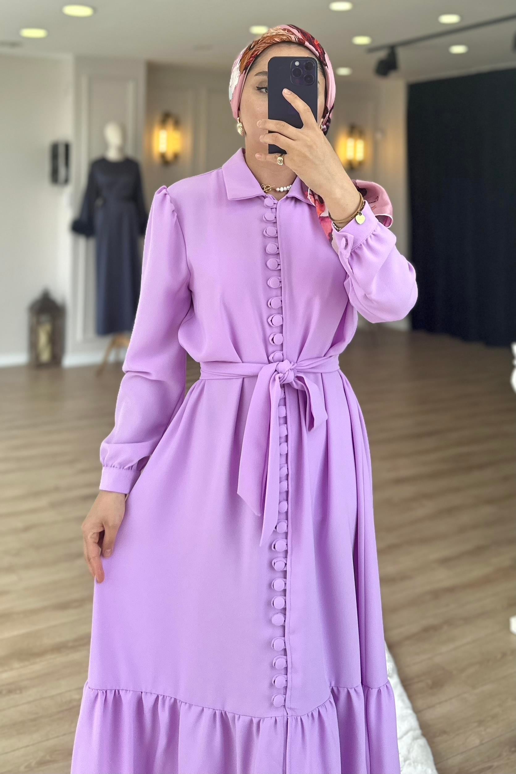 Önü Düğmeli Elbise Gömlek Elbise