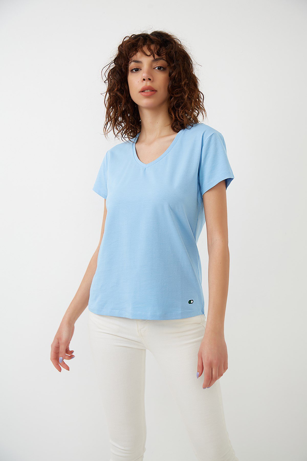 Bebe Mavi V Yaka Basic T-shirt YND-2003