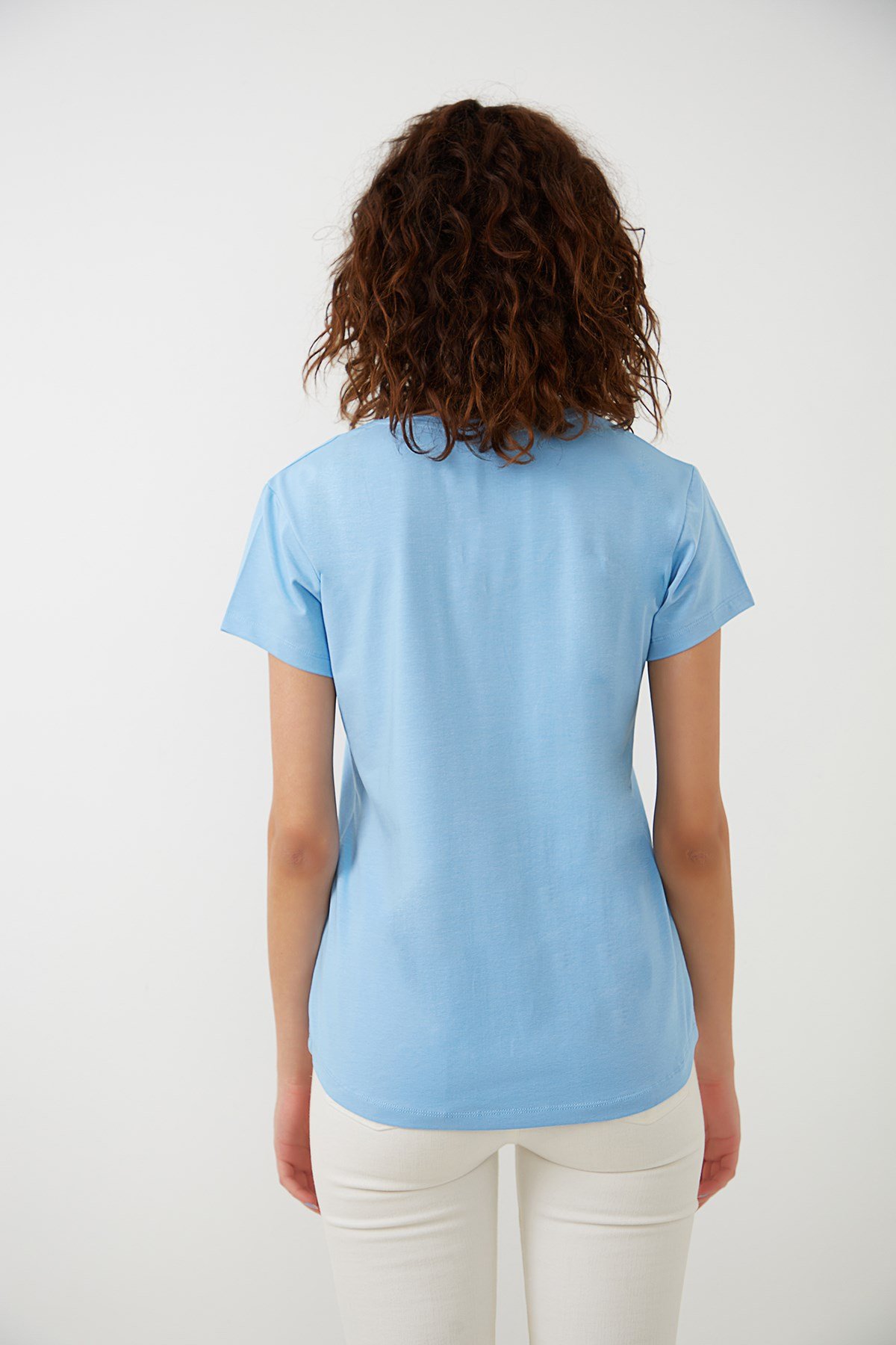 Bebe Mavi V Yaka Basic T-shirt YND-2003