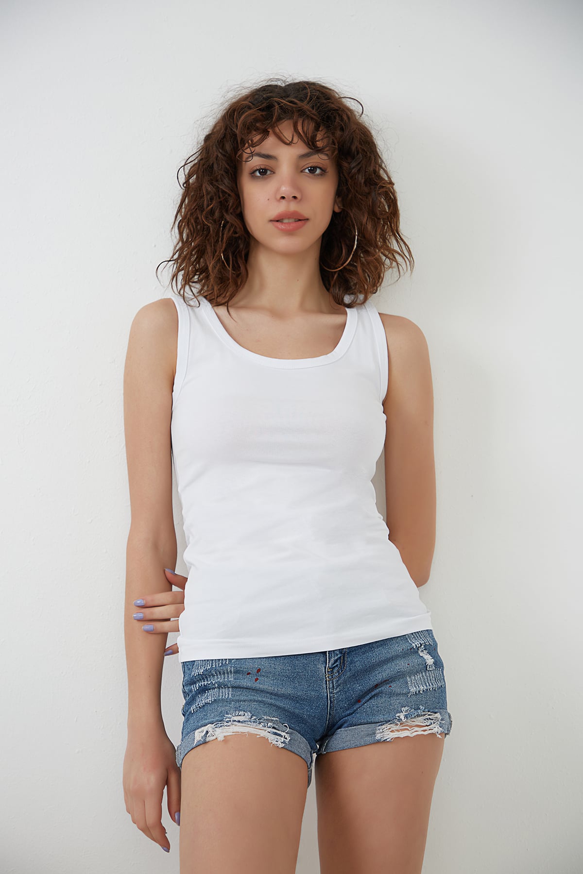 Beyaz Kalın Askılı Örme Süprem Atlet ND-26202