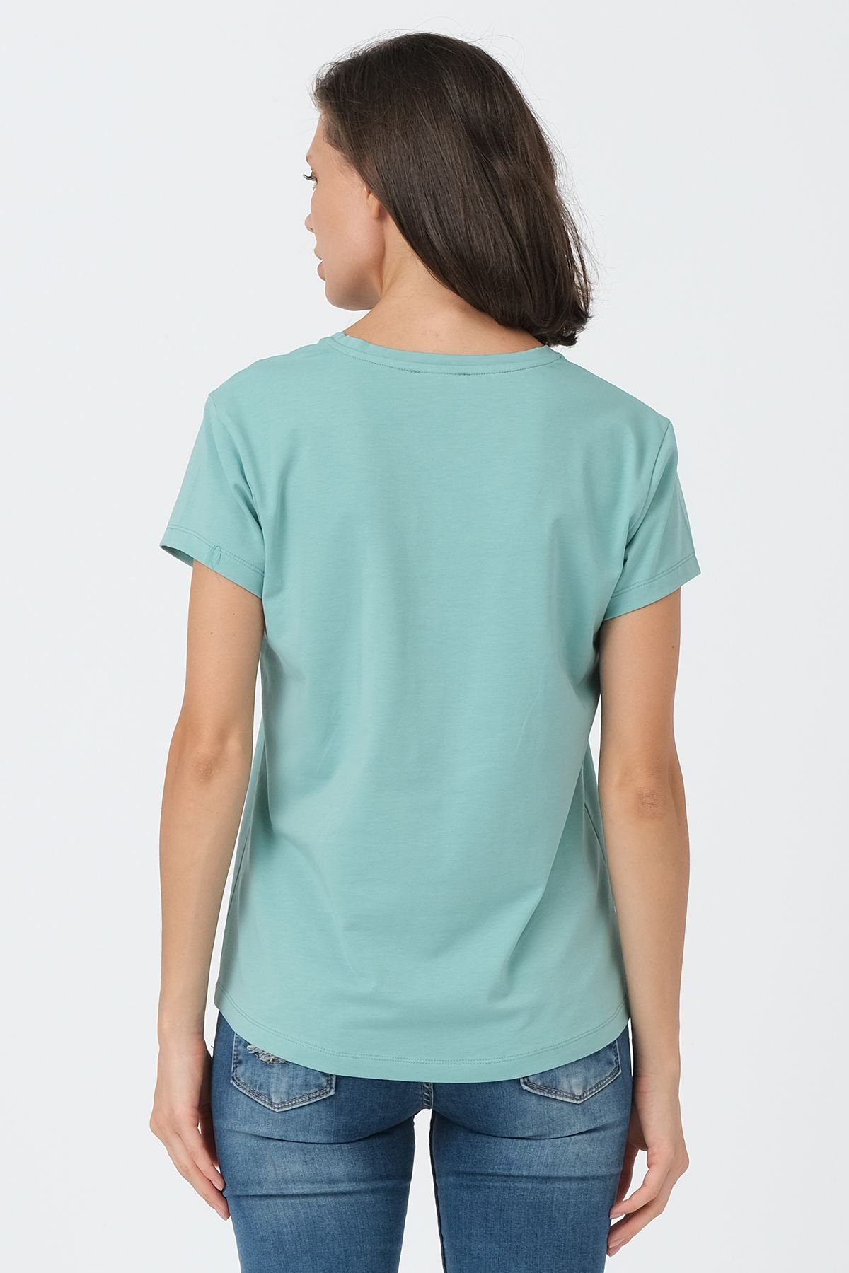 Mint V Yaka Basic T-shirt ND-2003