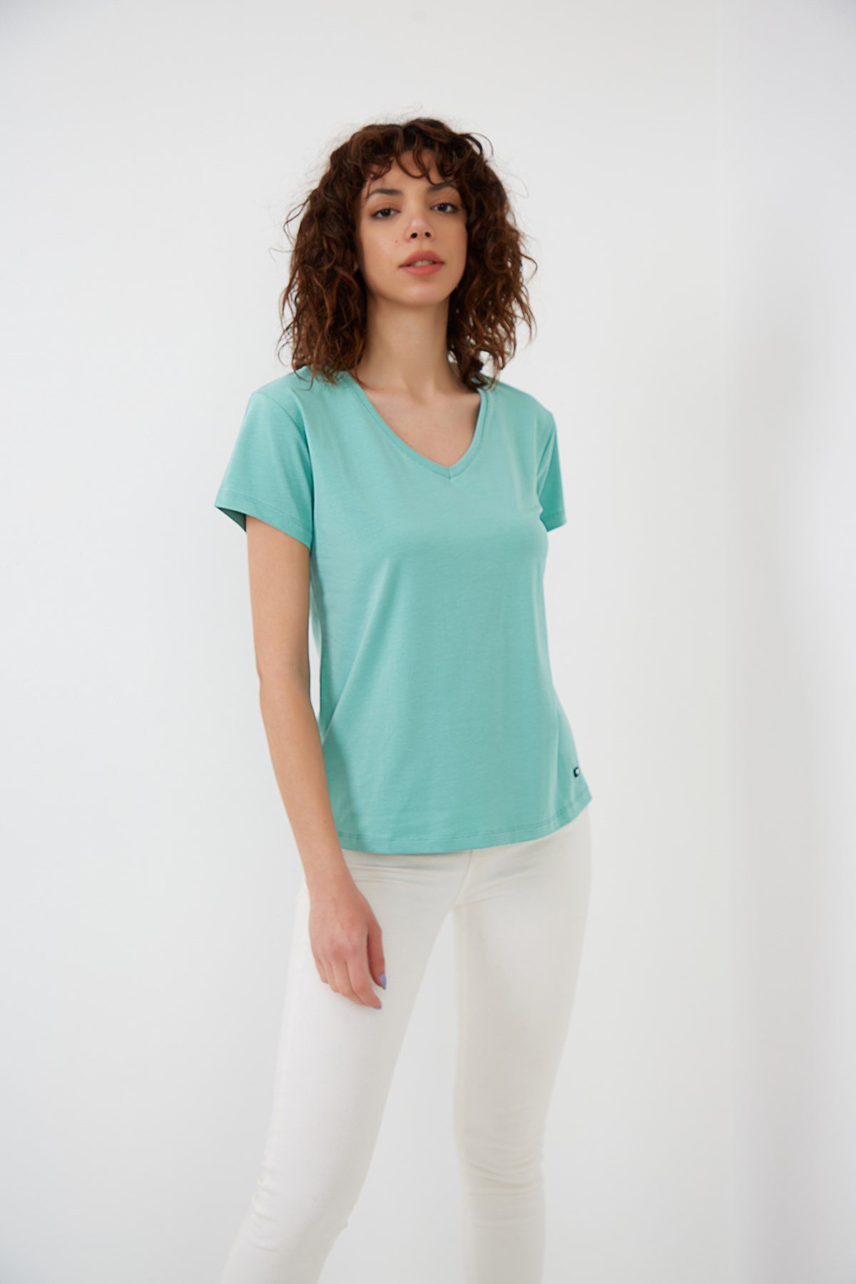 Mint V Yaka Basic T-shirt YND-2003