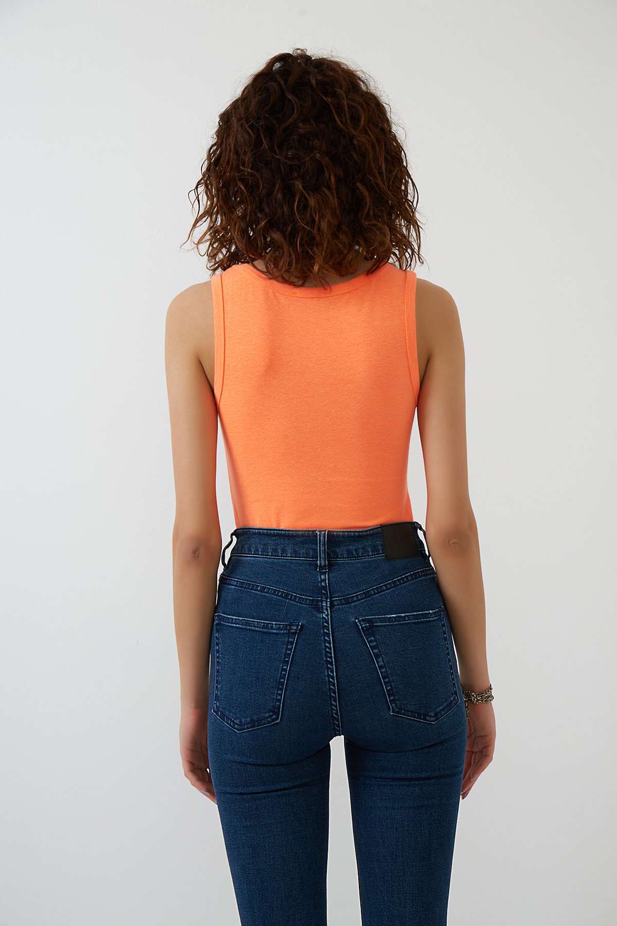 Neon Oranj Kalın Askılı Örme Süprem Atlet ND-26202