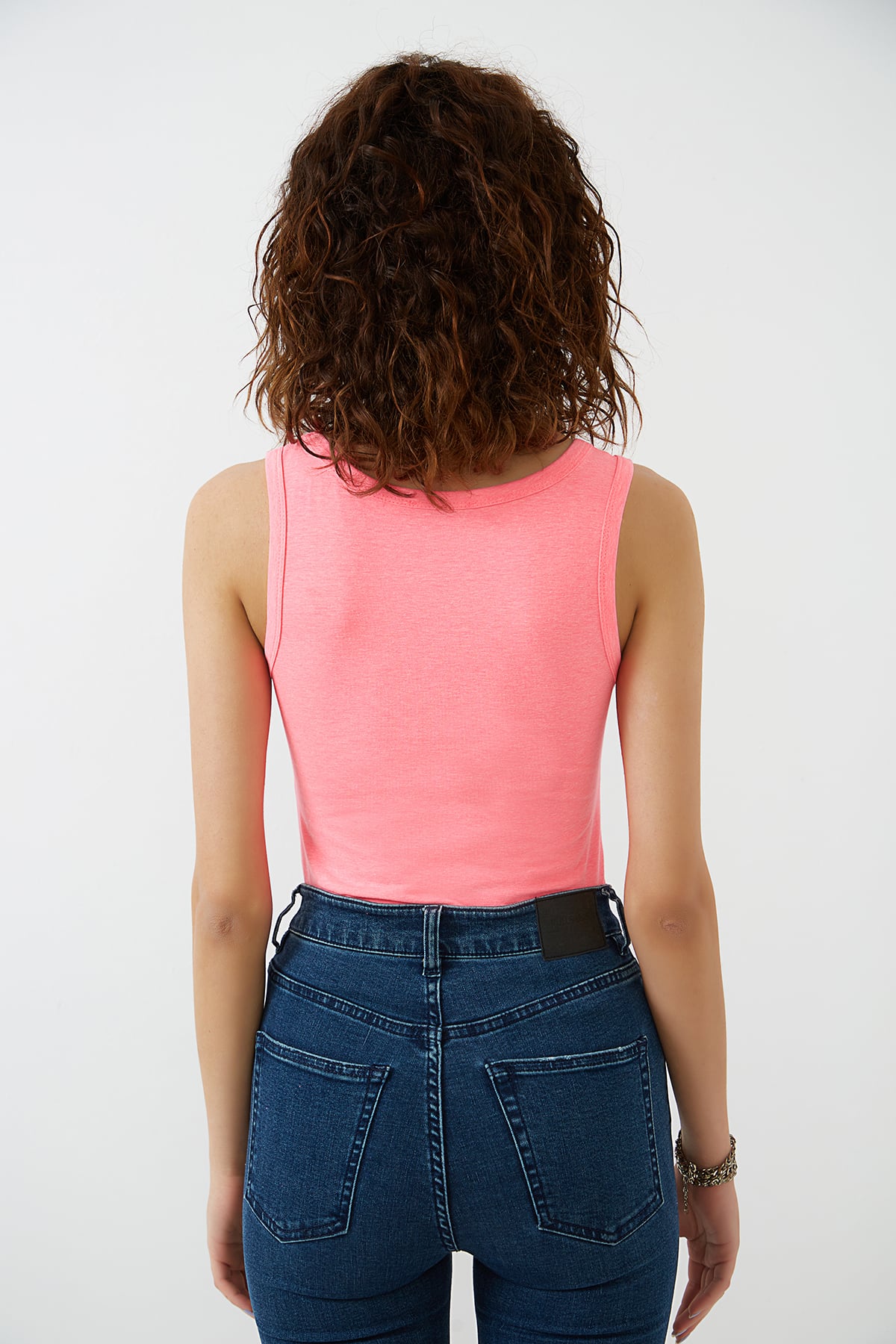 Neon Pembe Kalın Askılı Örme Süprem Atlet ND-26202