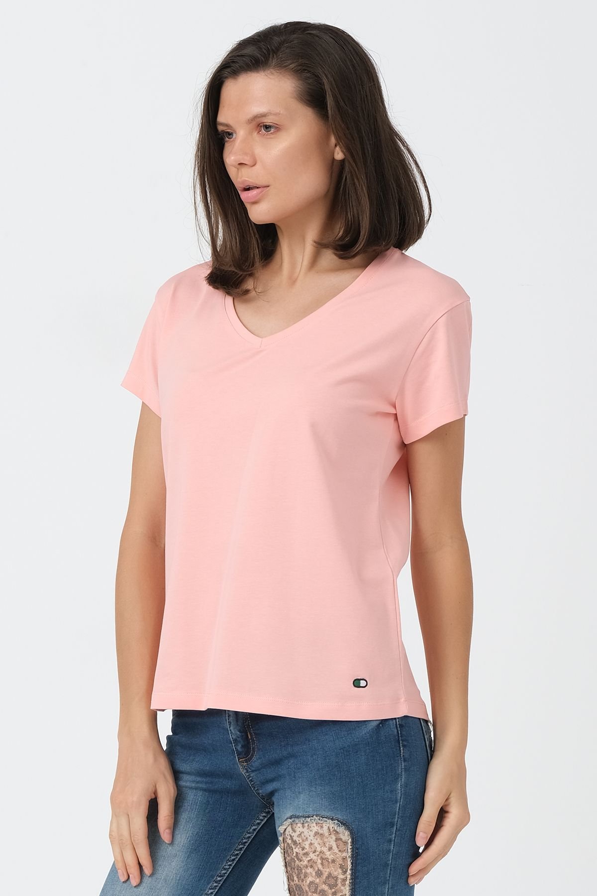 Pudra V Yaka Basic T-shirt ND-2003