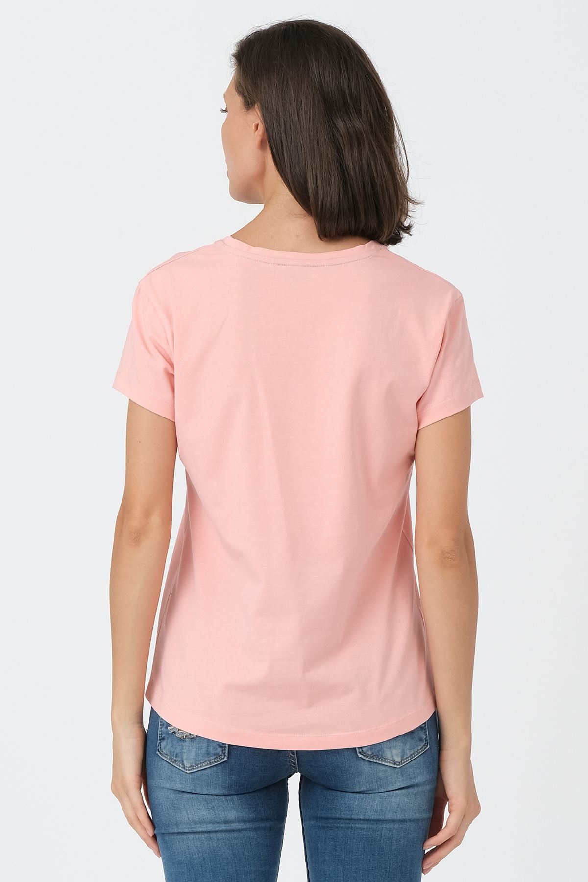 Pudra V Yaka Basic T-shirt ND-2003
