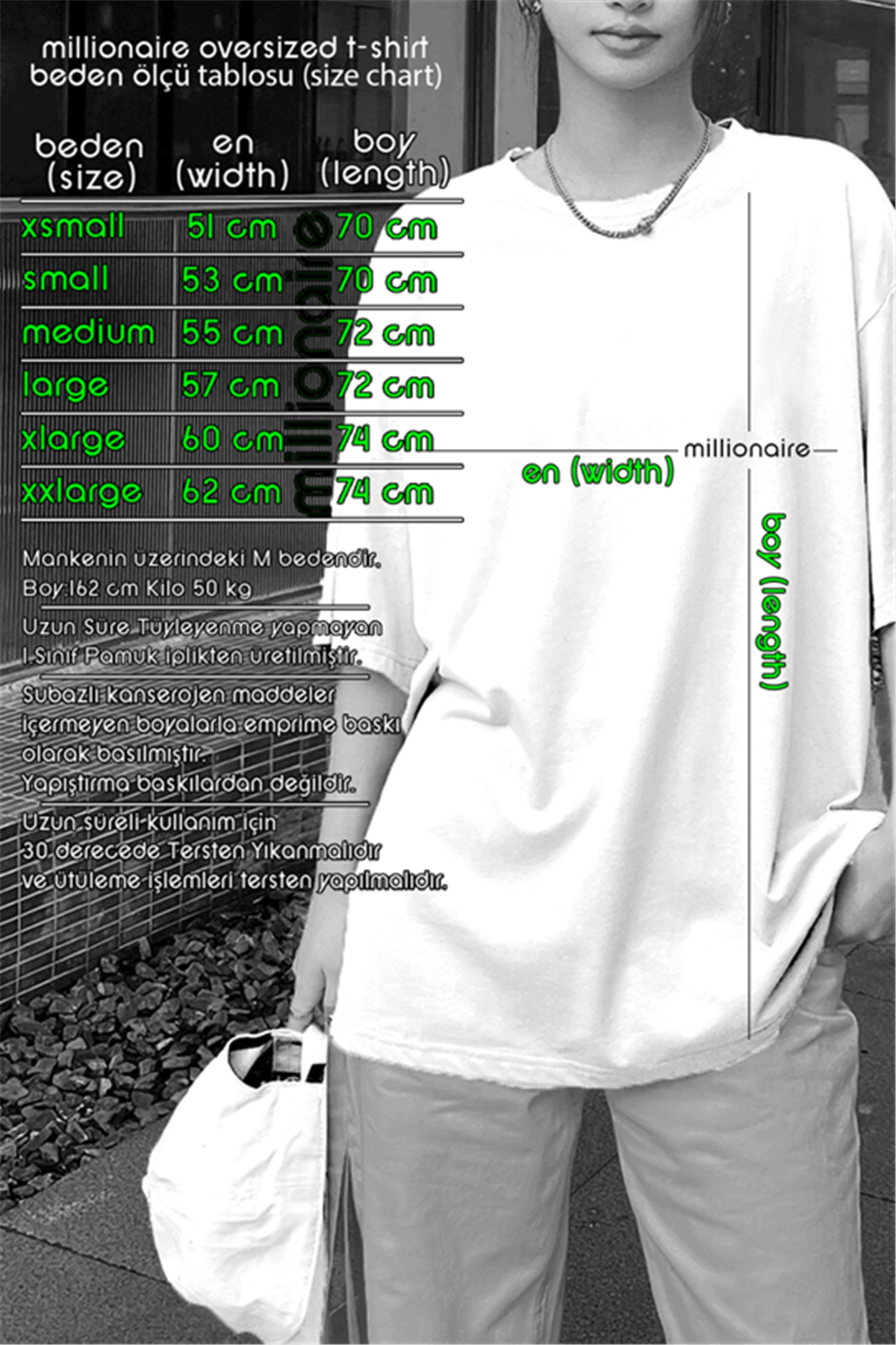 1898 Baskılı Gri Oversize Salas Boyfriend Kadın T-Shirt