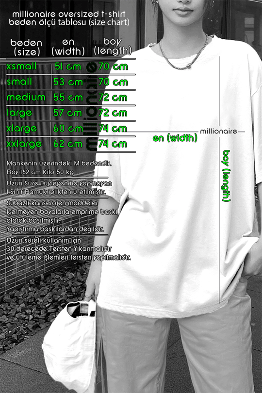 1898 Baskılı Siyah Oversize Salas Boyfriend Kadın T-Shirt