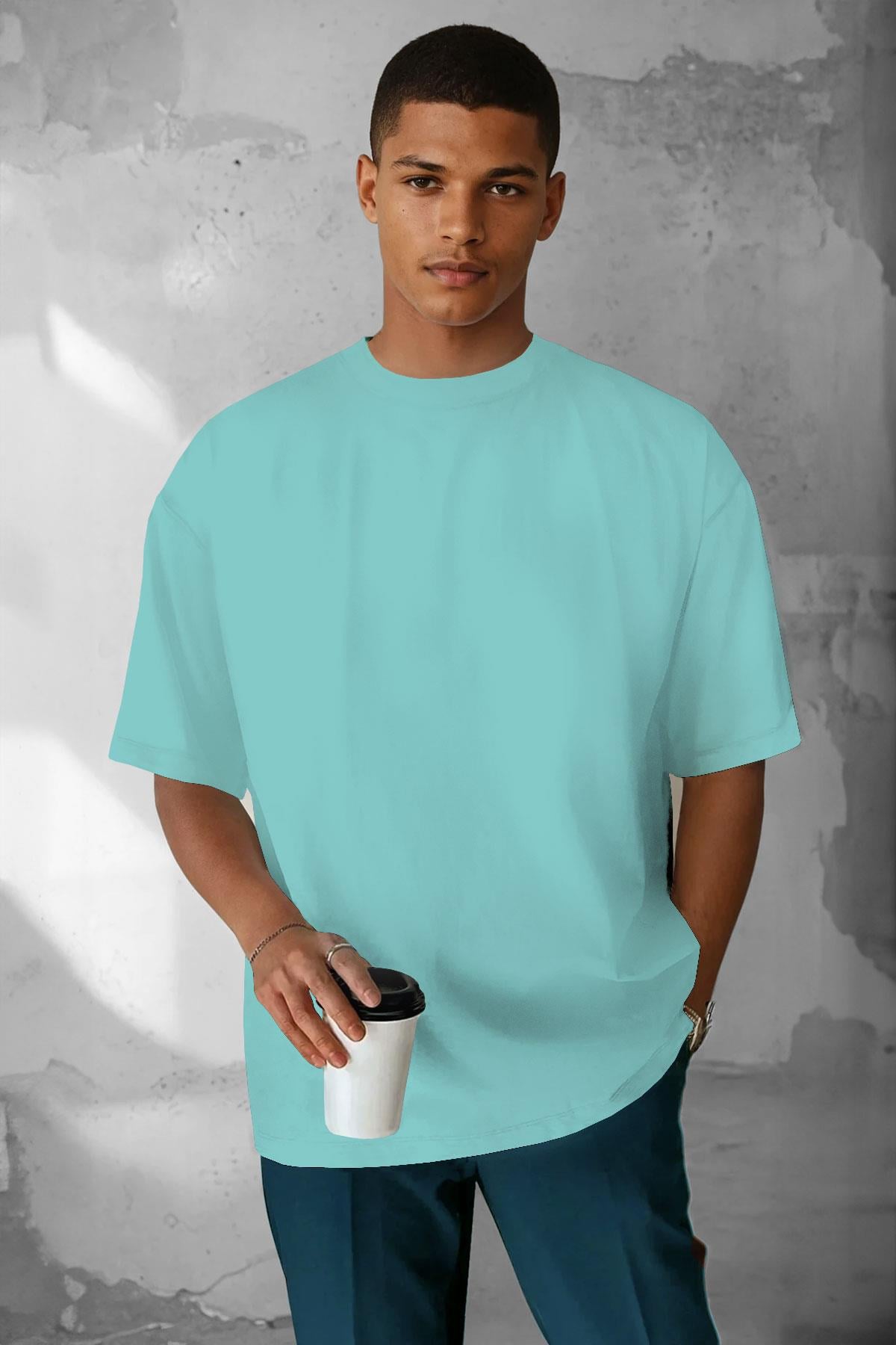 Basic Düz Baskısız Oversize Salas T-Shirt