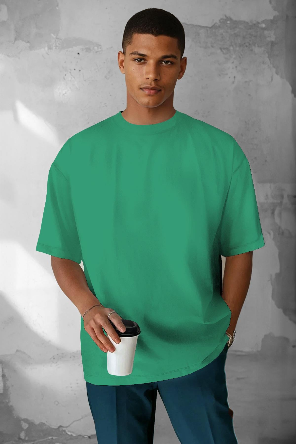 Basic Düz Baskısız Oversize Salas T-Shirt