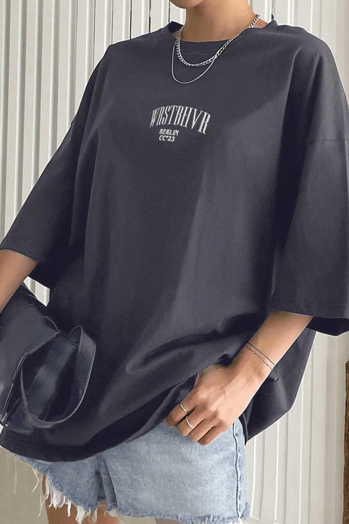 Dont Announce Füme Oversize Salas Boyfriend Kadın T-Shirt