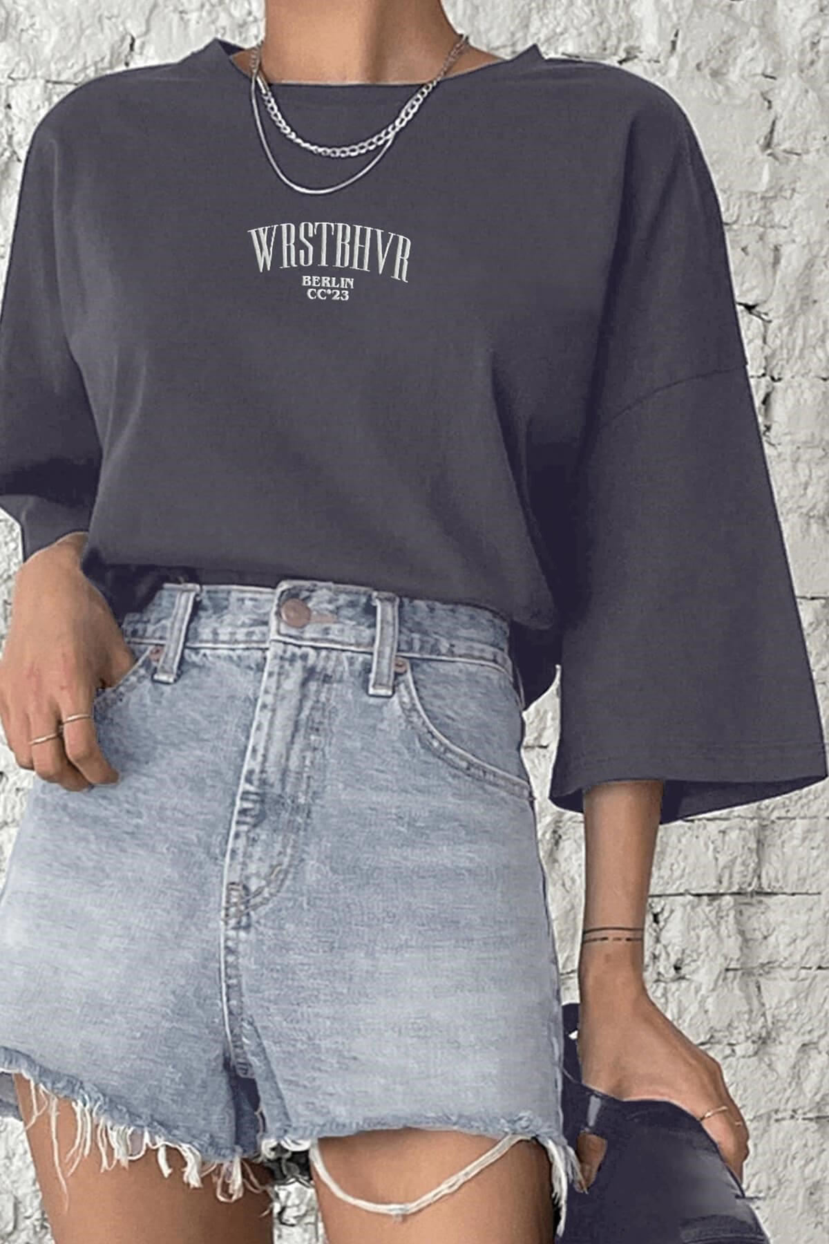 Dont Announce Füme Oversize Salas Boyfriend Kadın T-Shirt