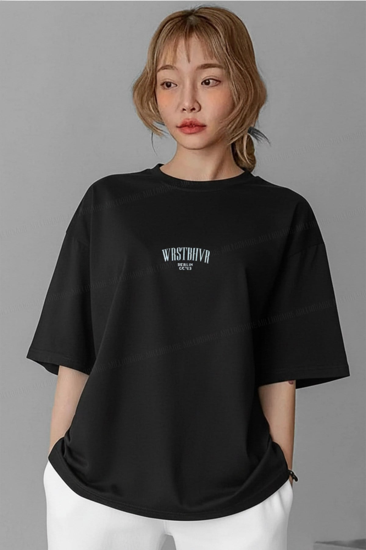 Dont Announce Siyah Oversize Salas Boyfriend Kadın T-Shirt