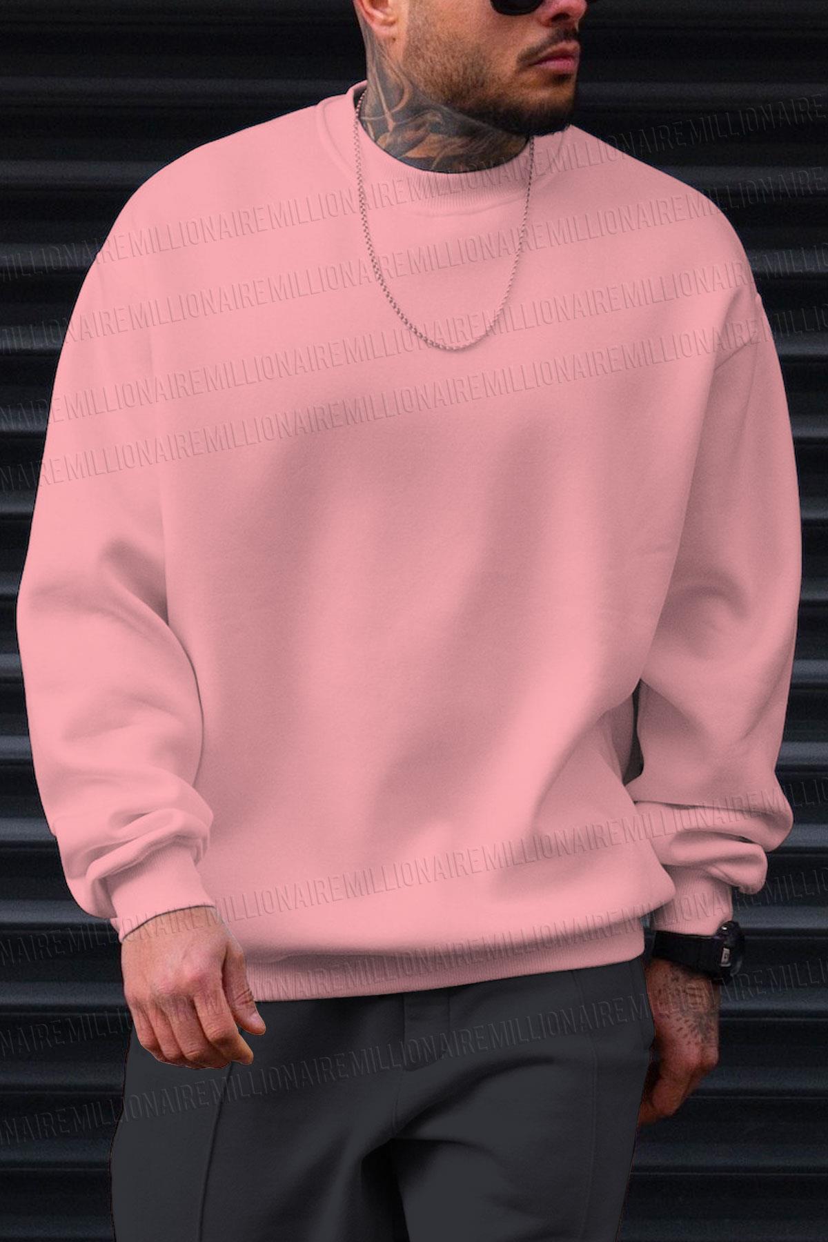 Düz Basic Baskısız Sıfır Bisiklet Yaka Oversize Salaş Sweatshirt Sweat