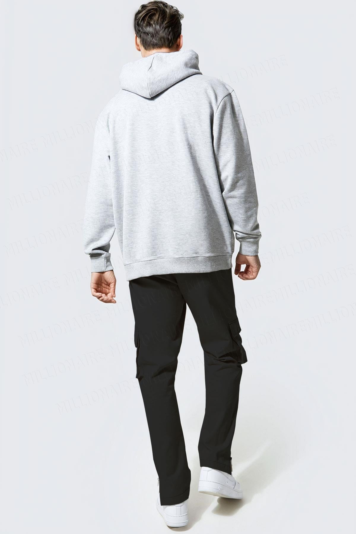 Düz Kapüşonlu Oversize 3 iplik Şardonlu Salaş Bol Kesim Hoodie Sweatshirt