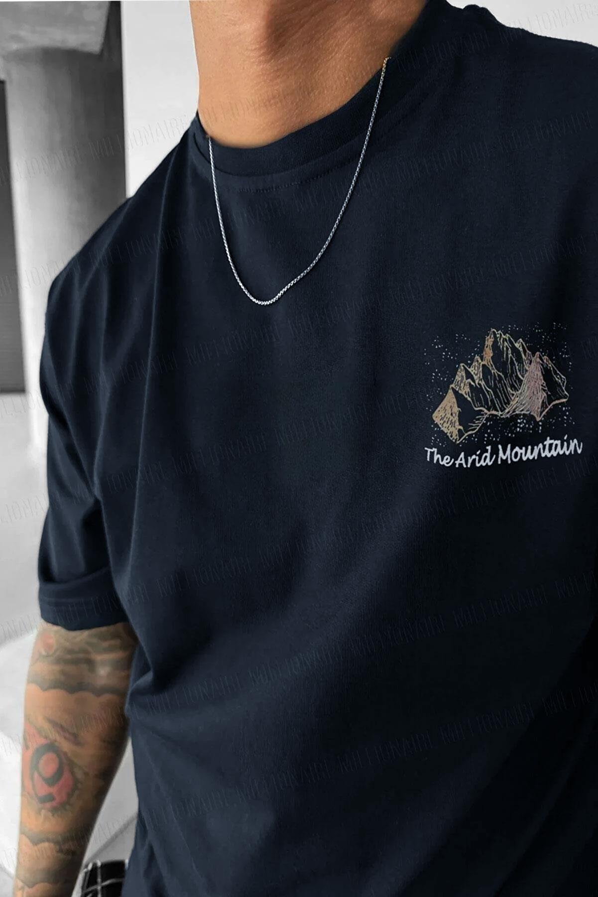 Erkek Arid Mountain Oversize Lacivert Salas T-Shirt