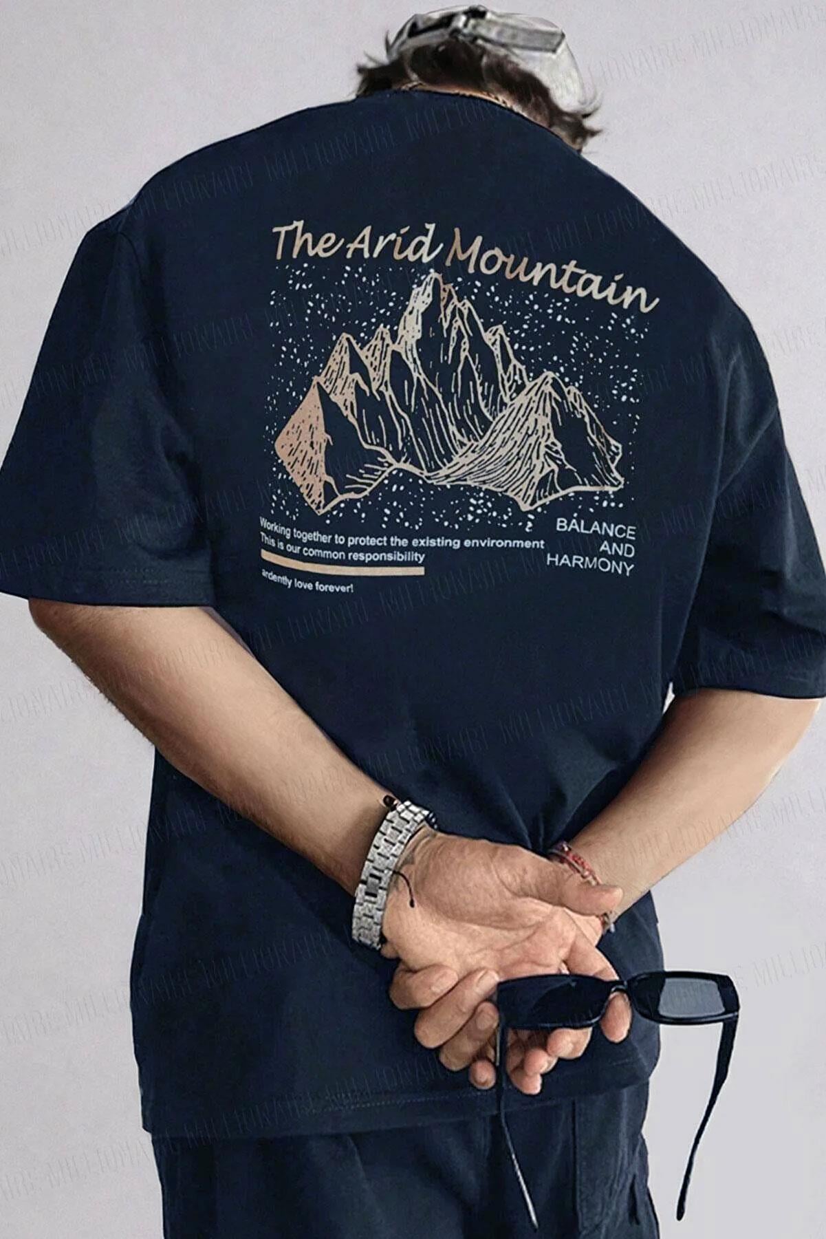 Erkek Arid Mountain Oversize Lacivert Salas T-Shirt