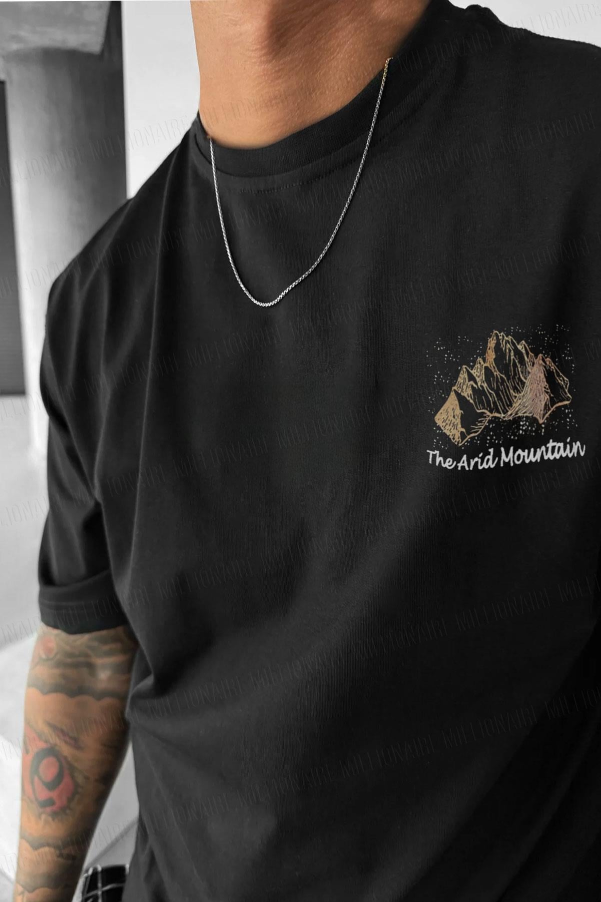 Erkek Arid Mountain Siyah Oversize Salas Boyfriend T-Shirt