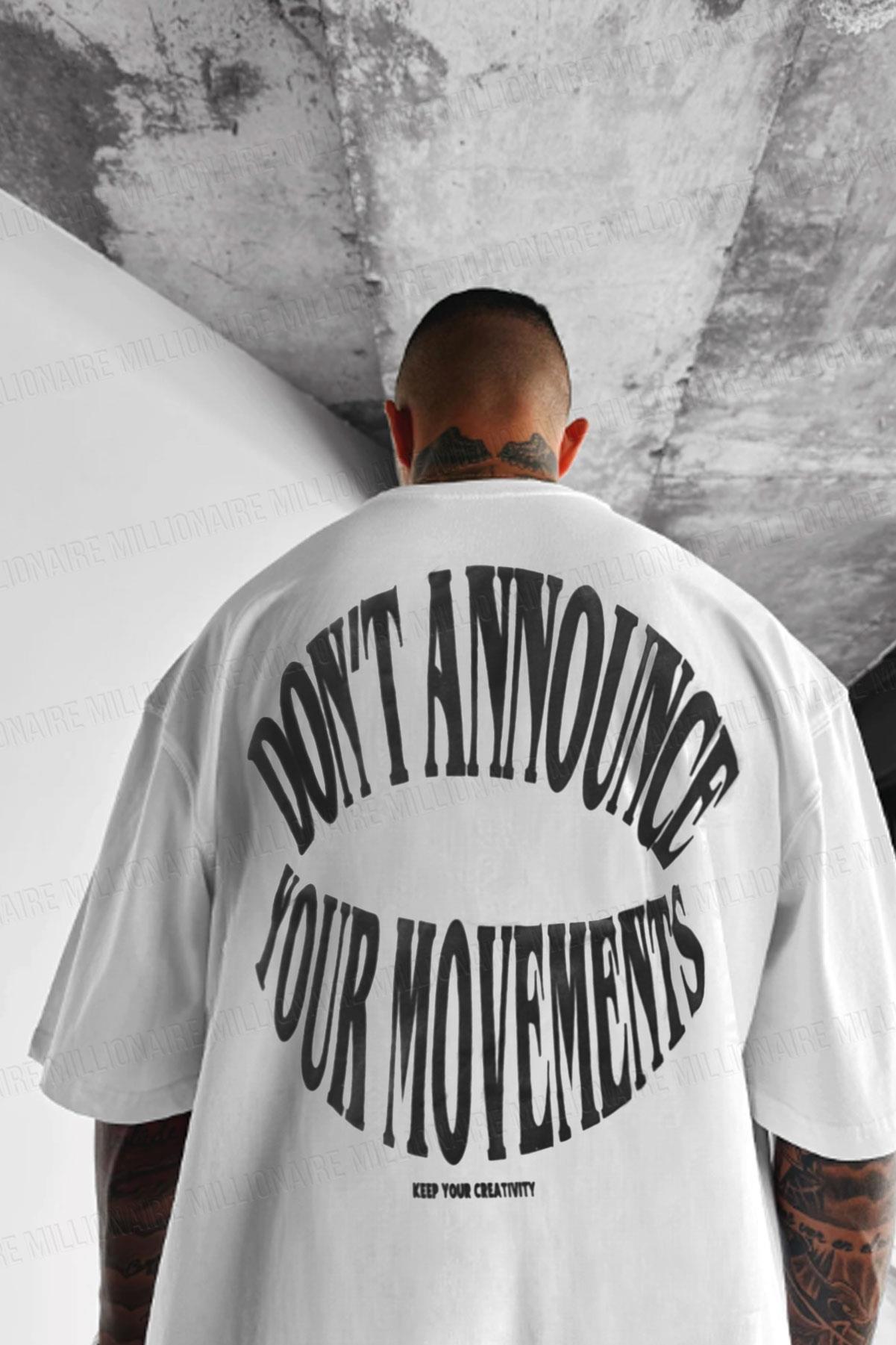 Erkek Beyaz Dont Announce Kabaran Baskı Bisiklet Yaka Oversize Salas T-Shirt