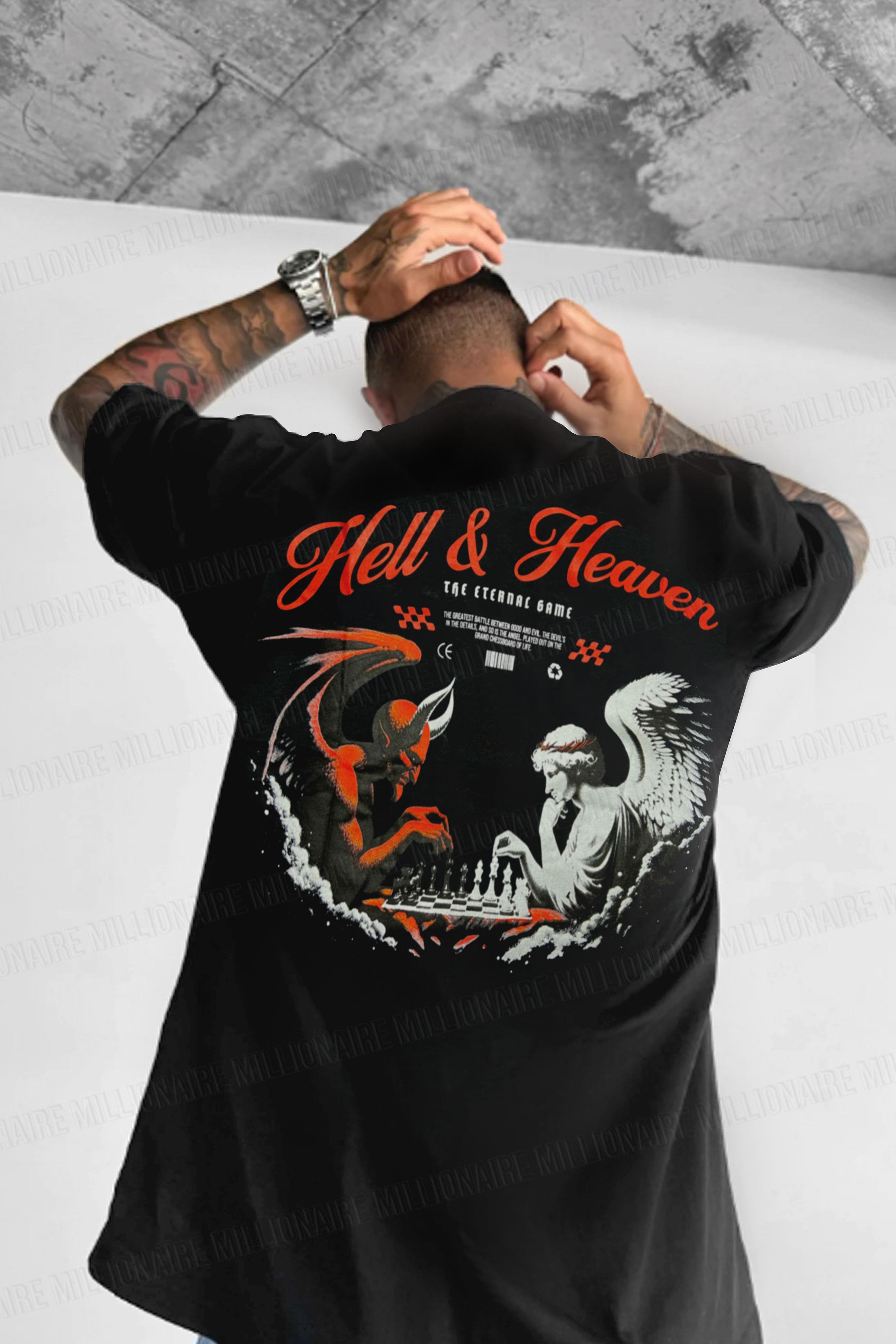 Erkek Devil And Angel Oversize Fit Bol Geniş Kalıp Salaş Kesim T-shirt