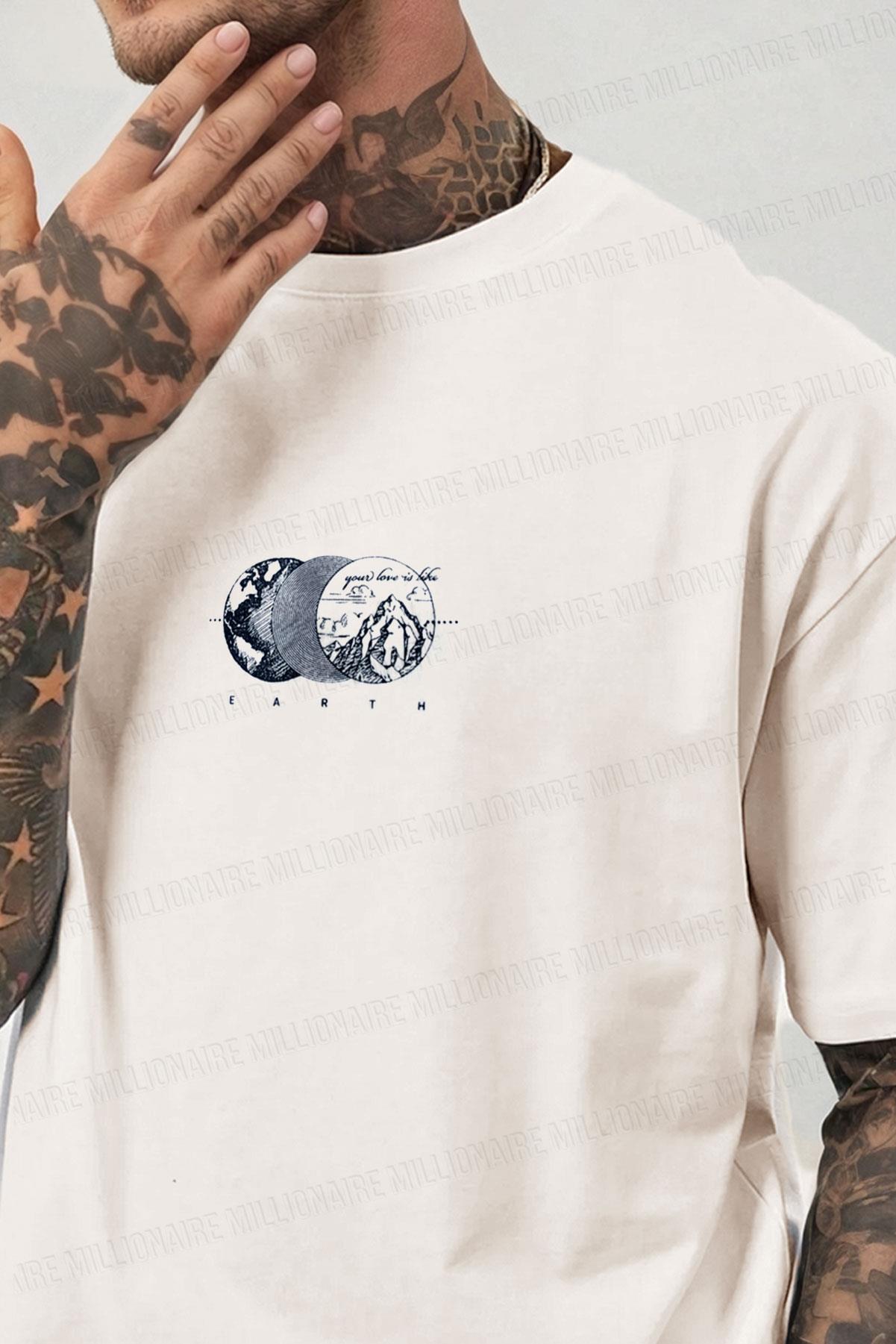 Erkek Eart Oversize Fit Bol Geniş Kalıp Salaş Kesim T-shirt