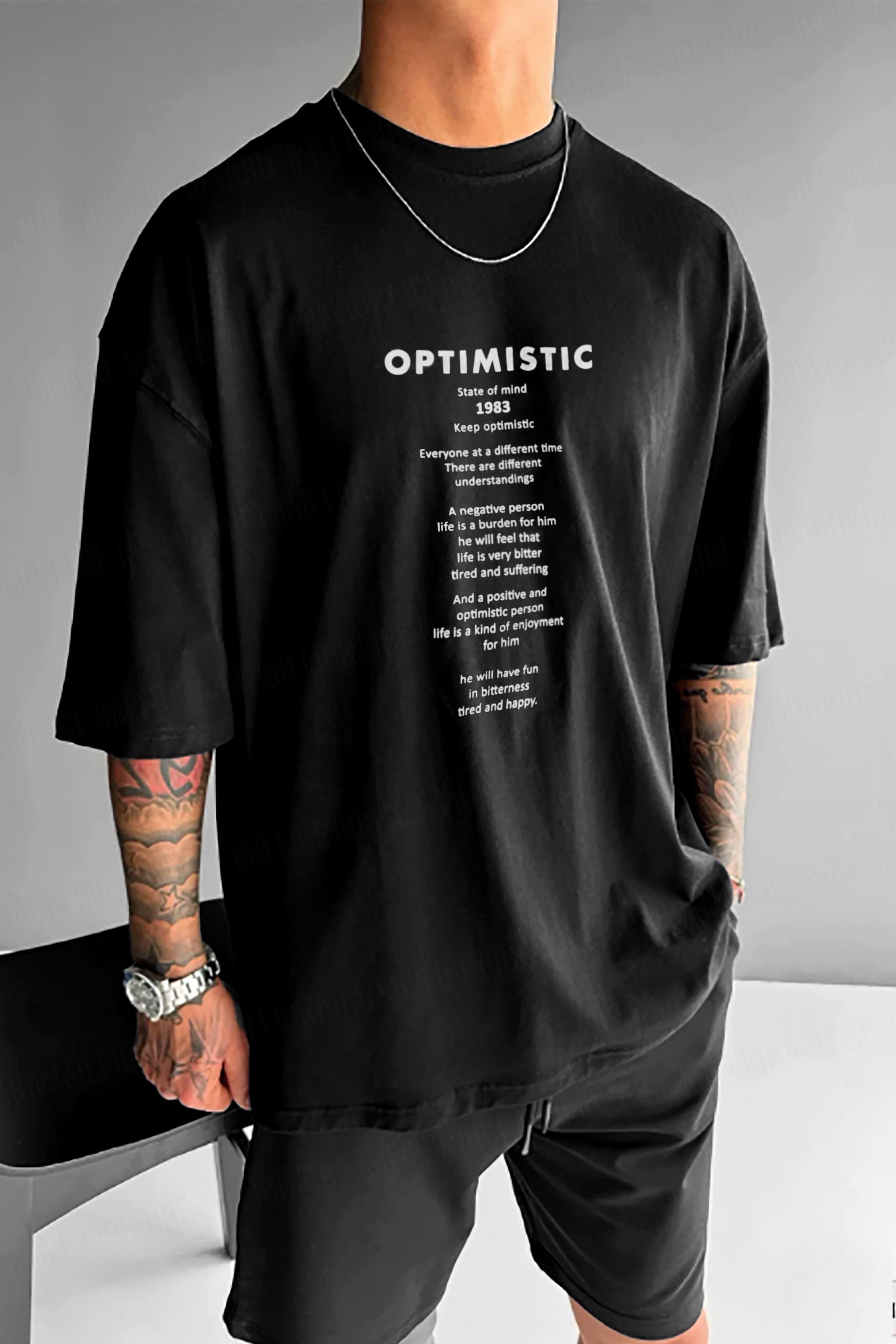 Erkek Siyah Optimistic Oversize Salas Boyfriend T-Shirt