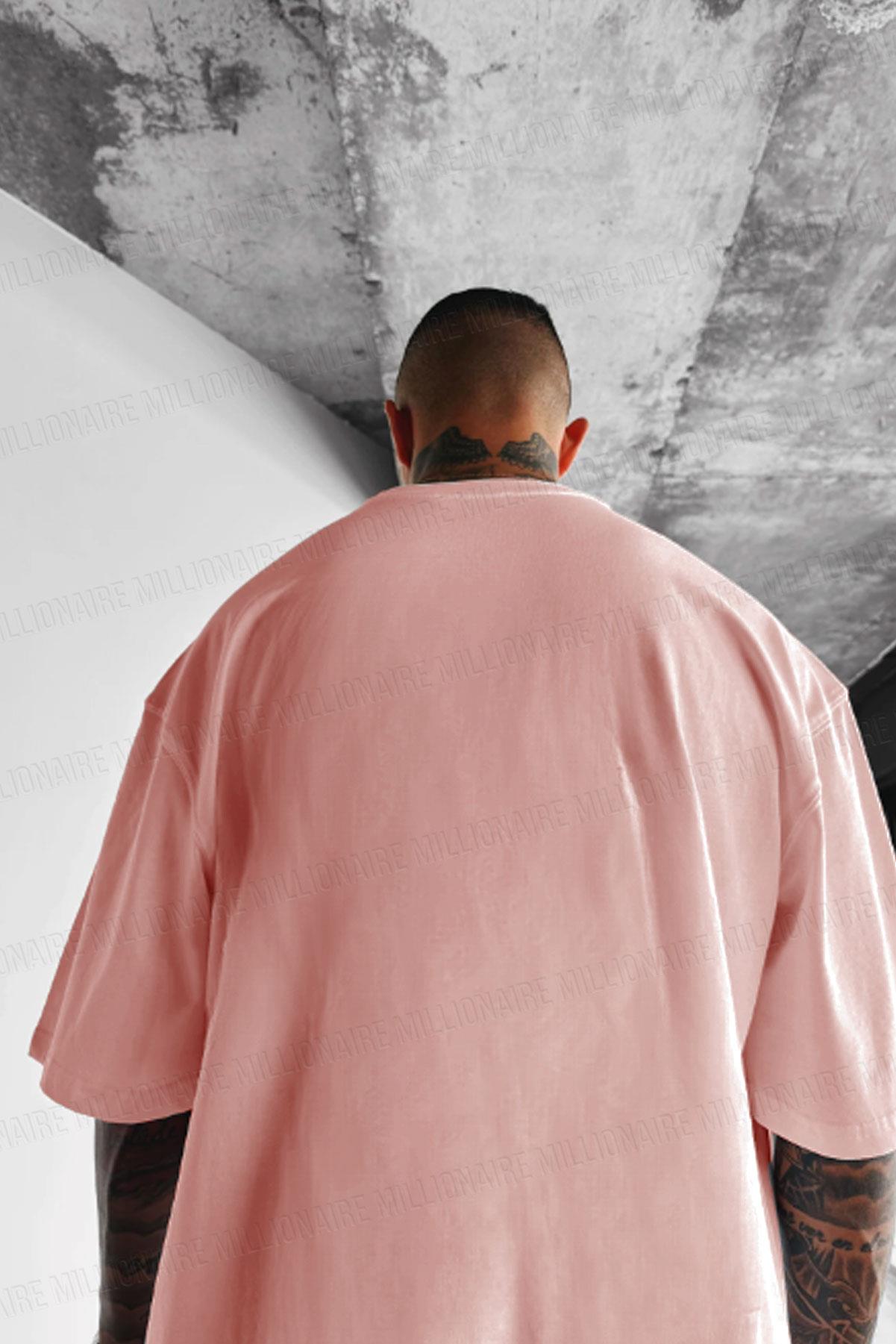 Erkek Somon Basic Düz Baskısız Oversize Salas T-Shirt