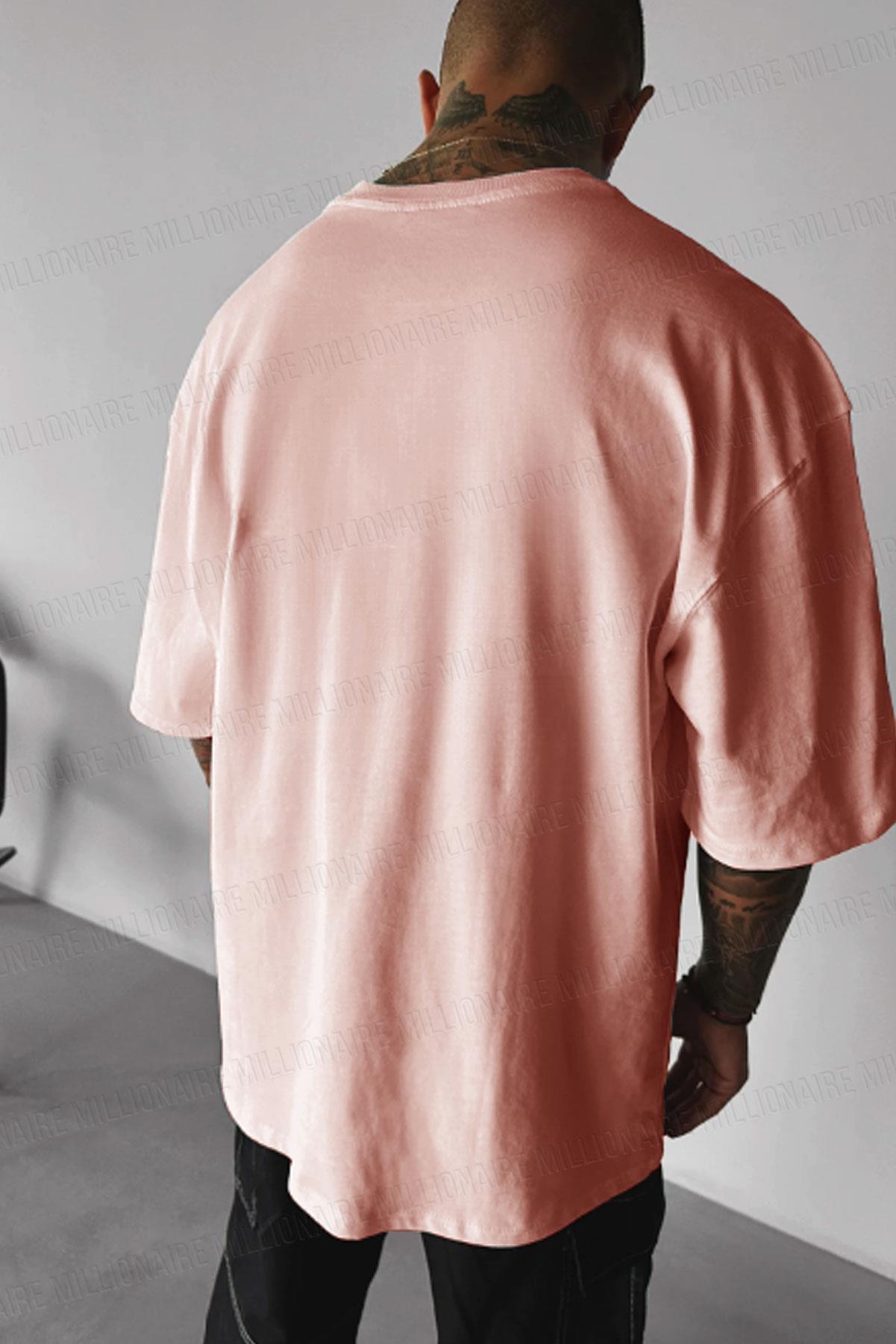 Erkek Somon Basic Düz Baskısız Oversize Salas T-Shirt