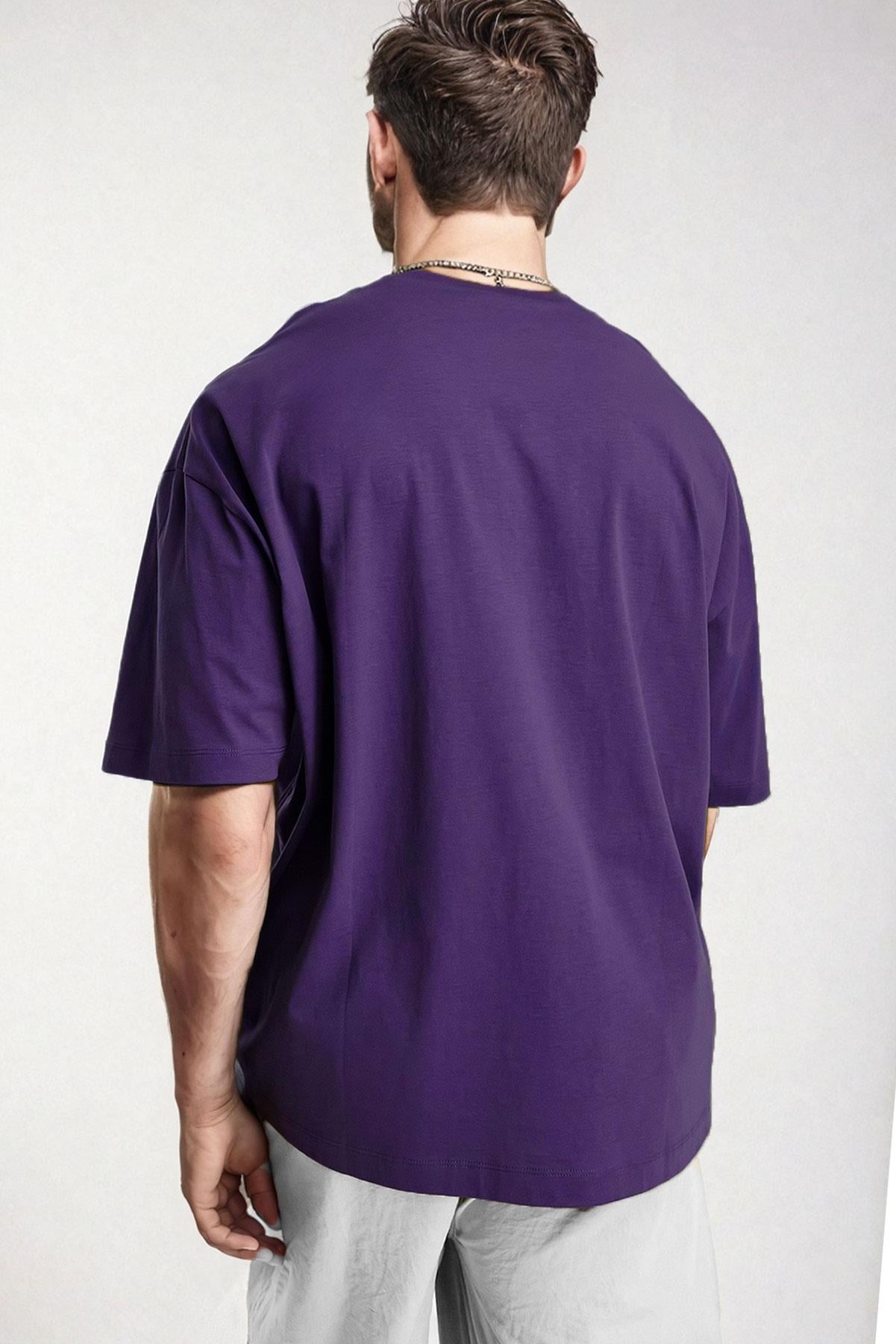 Erkek Spectacular Mor Oversize Salas T-Shirt