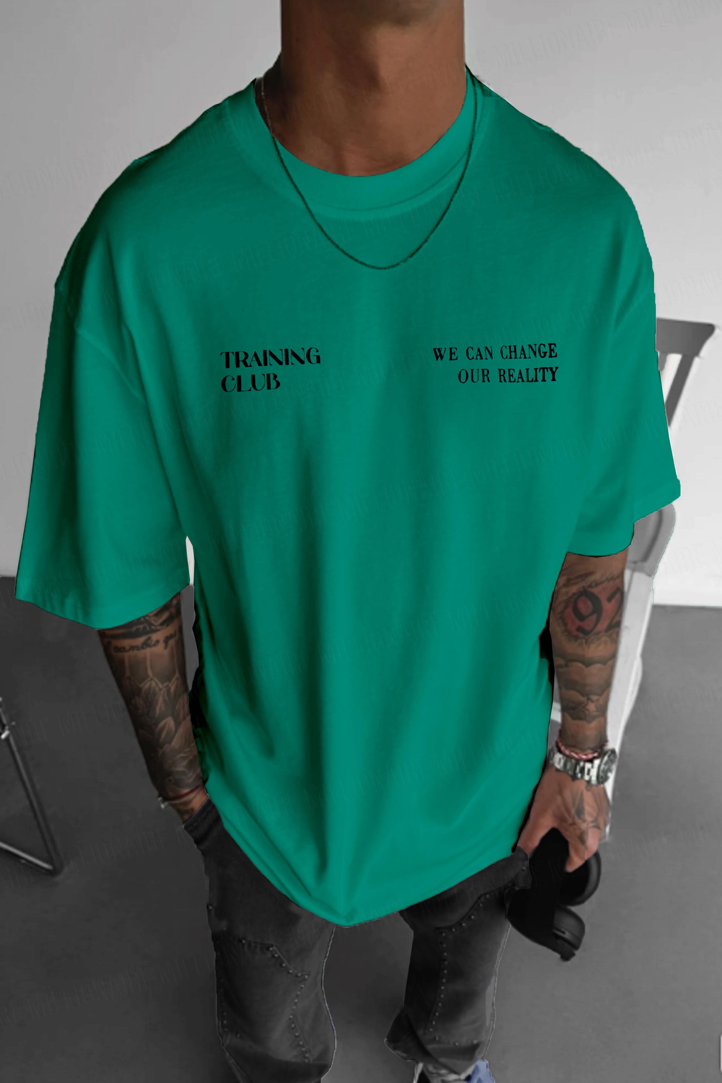 Erkek Yeşil Training Club Oversize Fit Bol Geniş Kalıp Salaş Kesim T-shirt