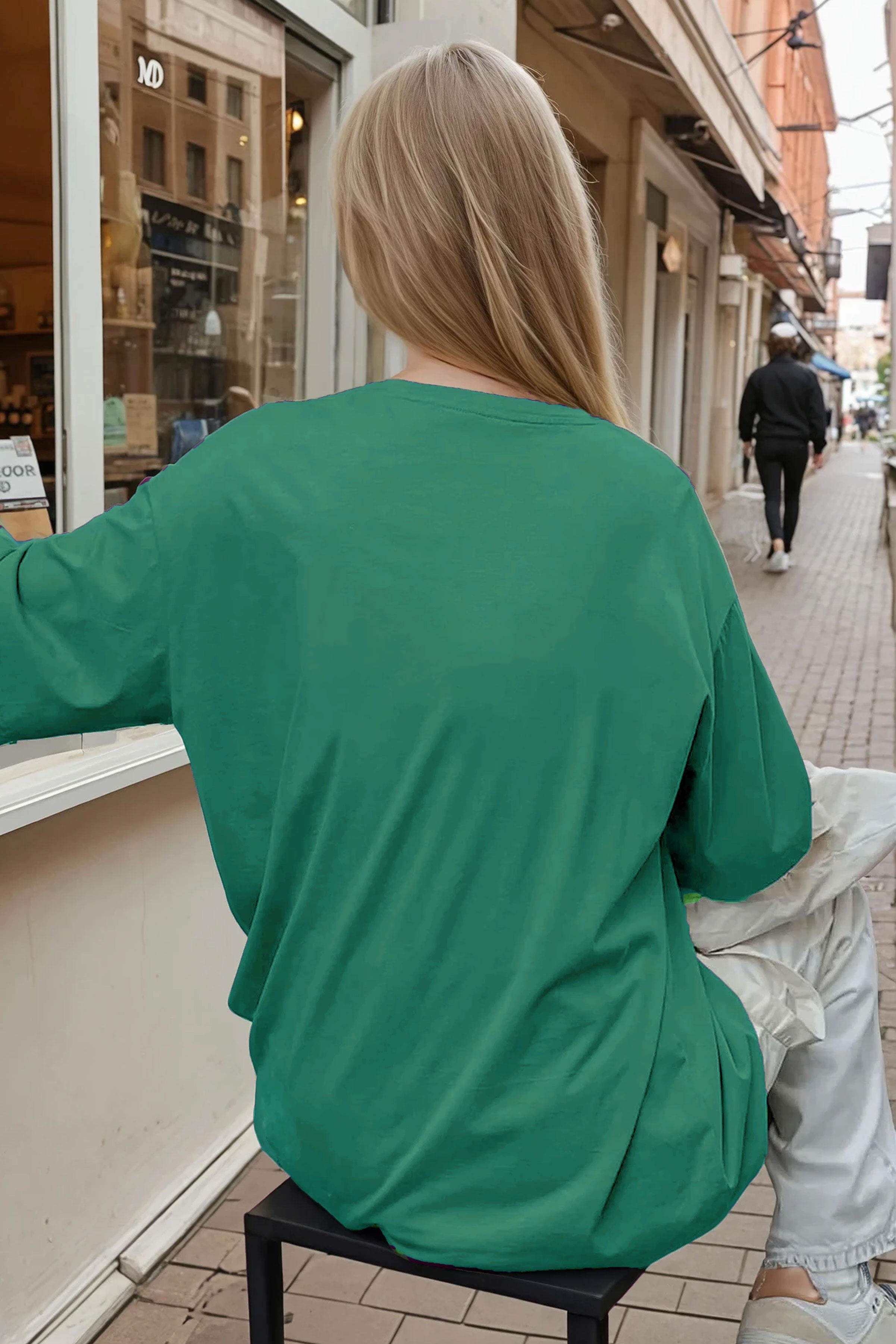 Kadın Bntn Basic Düz Baskısız Oversize Salas T-Shirt