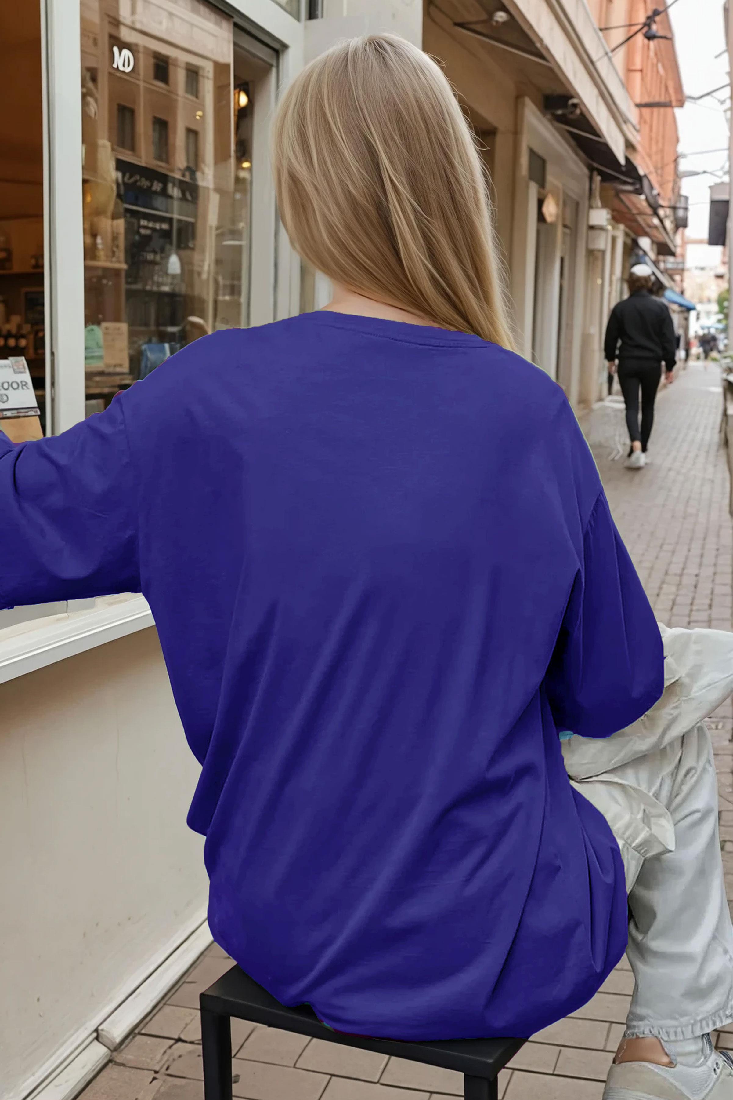 Kadın Saks Mavisi Spectacular Oversize Salas T-Shirt