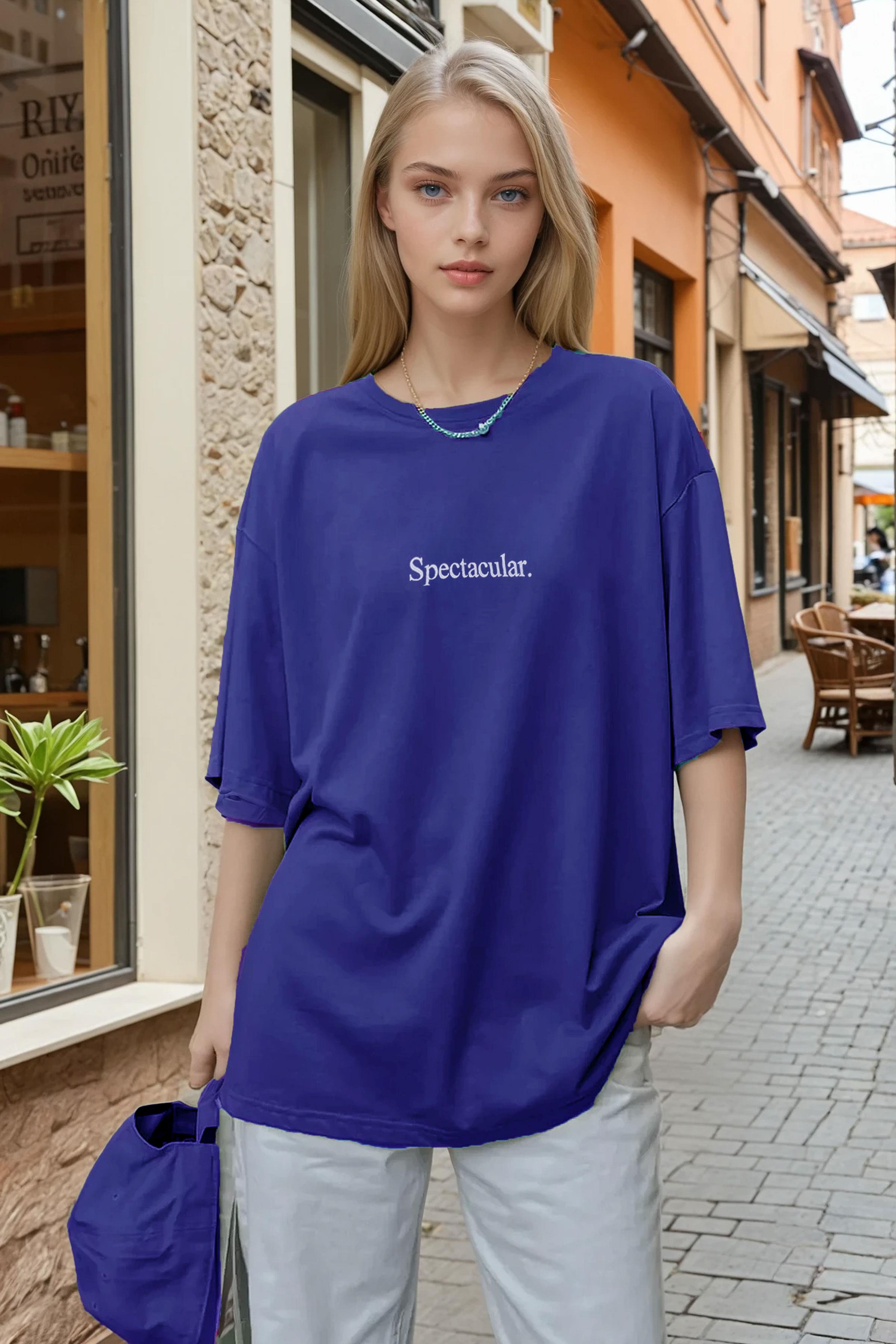 Kadın Saks Mavisi Spectacular Oversize Salas T-Shirt